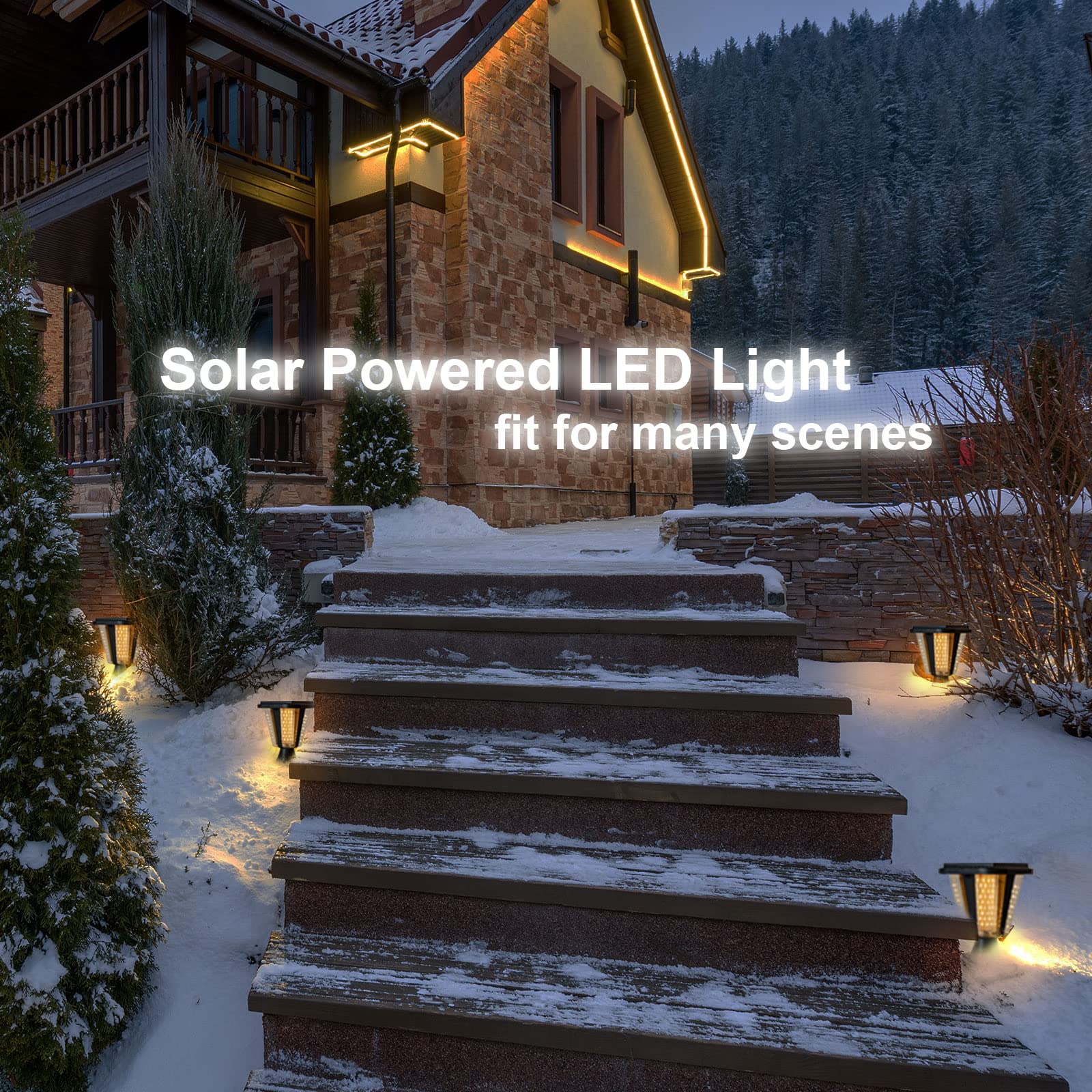 Kendal Metal Solar Post Lights Outdoor - Waterproof Decorative Solar Pillar Lights with Safety Beveled PS Panes, Warm White & Black (2-Pack) - Perfect for Garden, Pathway, and Patio Lighting