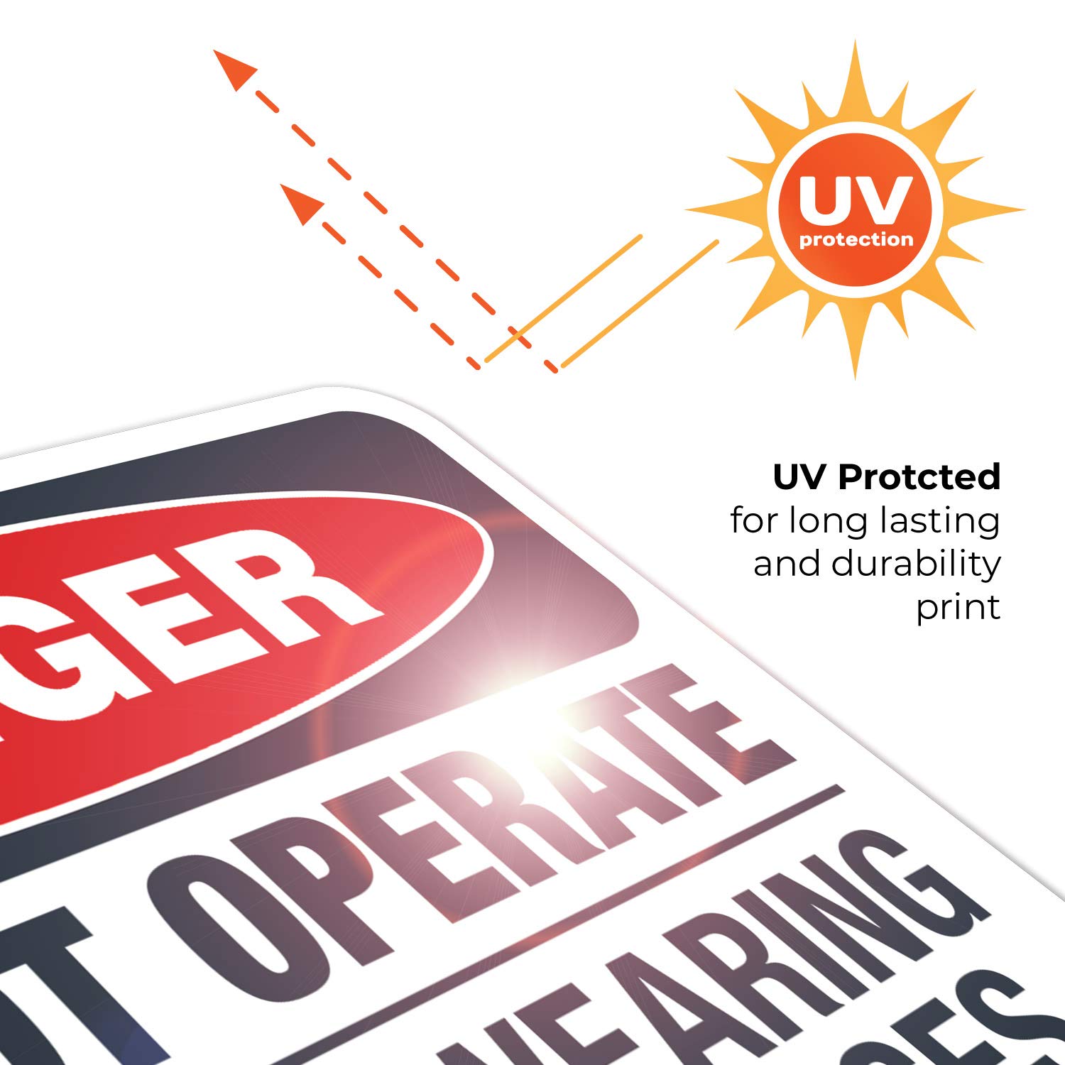 Danger Do Not Operate Without Safety Glasses Sign - OSHA Compliant 10x7 Inch Vinyl Decal | Weatherproof, UV Resistant & Long Lasting (Made in USA) | Perfect for Workshops, Factories & Construction Sites