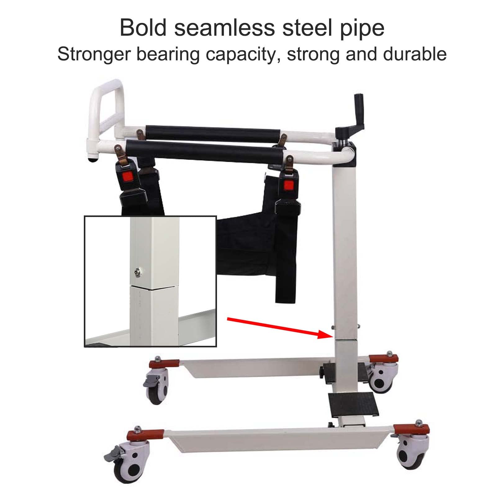 **Adjustable Height Patient Transfer Lift Wheelchair with Toilet Seat - Portable Shower & Car Lift for Elderly & Disabled - Home Use for Bed to Toilet Mobility Assistance**