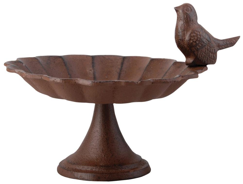 Esschert Design FB164 Small Cast Iron Pedestal Birdbath for Garden - Durable Outdoor Bird Feeder & Decorative Garden Accent for Backyard, Patio, or Lawn