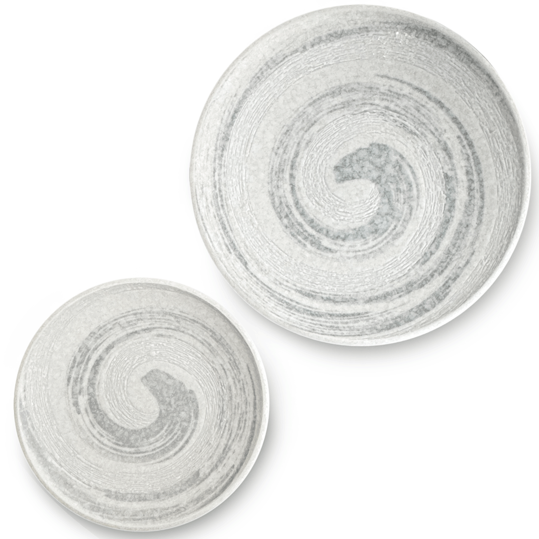 Snow White and Grey Swirl Porcelain Dinner Plate Set - 10 Inch Diameter, Elegant and Durable for Formal Dining, Parties, and Home Decor