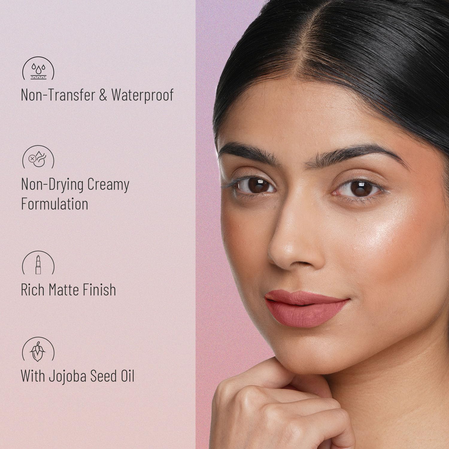 Swiss Beauty Non-Transfer Waterproof Matte Lipstick with Jojoba Oil - Long Lasting, Highly Pigmented (Shade: Bare, 3g) | Perfect for Daily Wear, Parties & Special Occasions
