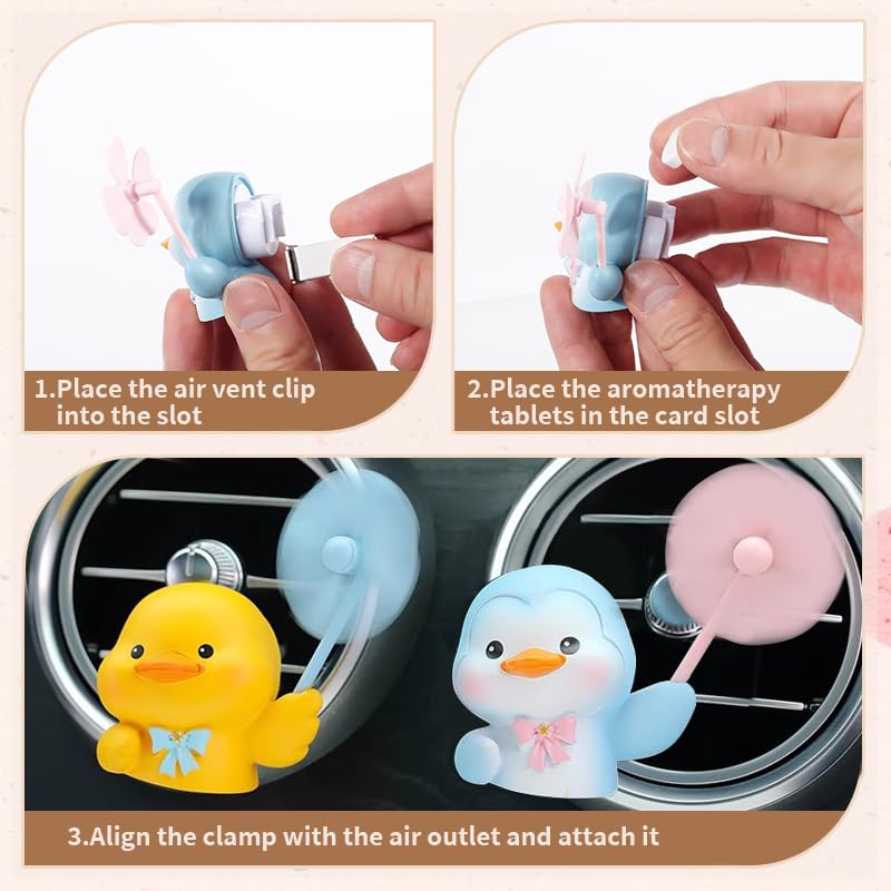 **Cool Bull Duck Car Air Freshener Diffuser - 2 Refill Tablets, Vent Clip Aromatherapy for Cars - Fresh Scents & Cute Decor for Home, Office & Travel**