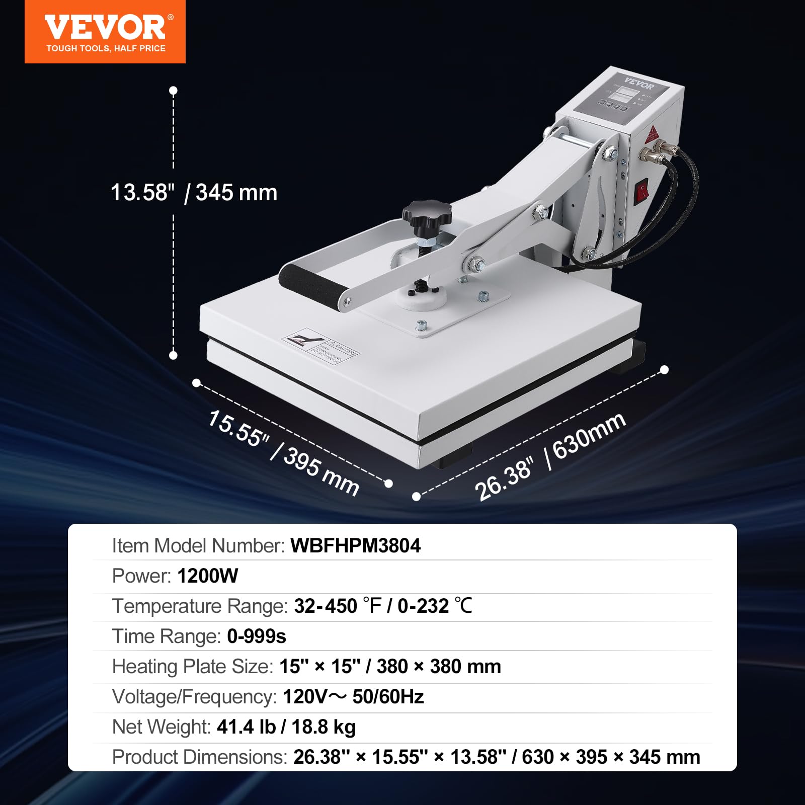 VEVOR 15x15 Inch Heat Press Machine for T-Shirts - Fast Heating Digital Sublimation Printer with High Pressure for Heat Transfer Vinyl - Easy to Use White Industrial Heat Press - Perfect for DIY Crafts, Custom Apparel & Small Business Printing