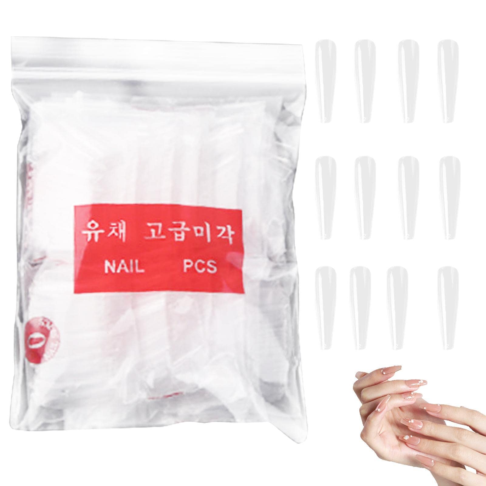 Professional Clear Coffin Nail Tips for Acrylic Nails - 500pcs XXL False Ballerina French Tips for Manicure & Nail Art | Perfect for Salon, Home Use & Special Occasions