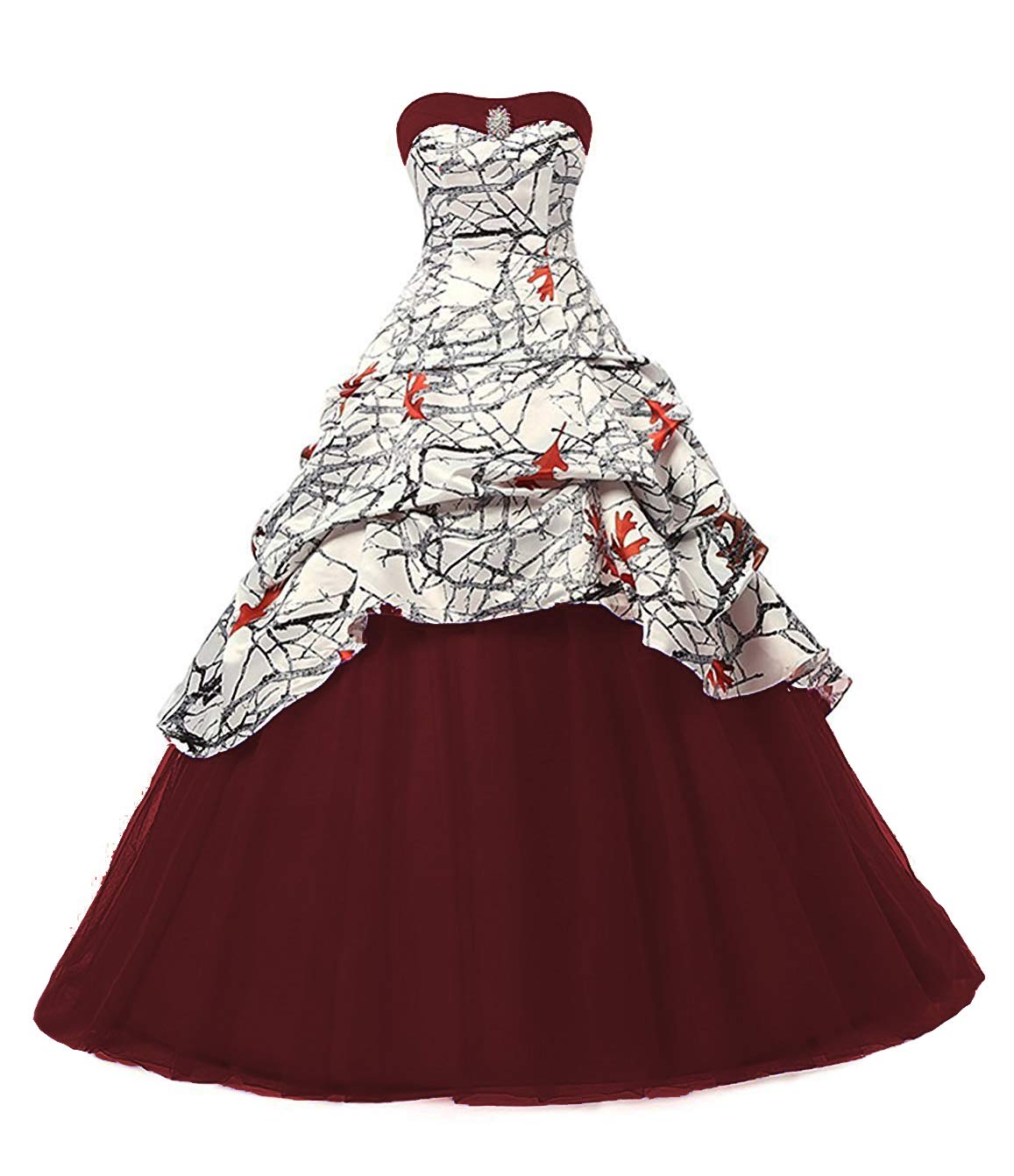 Elegant White Camo Wedding Dress with Tulle Ball Gown - Perfect for Prom, Quinceañera & Bridal Gowns | Formal Dances, Special Occasions & Photo Shoots