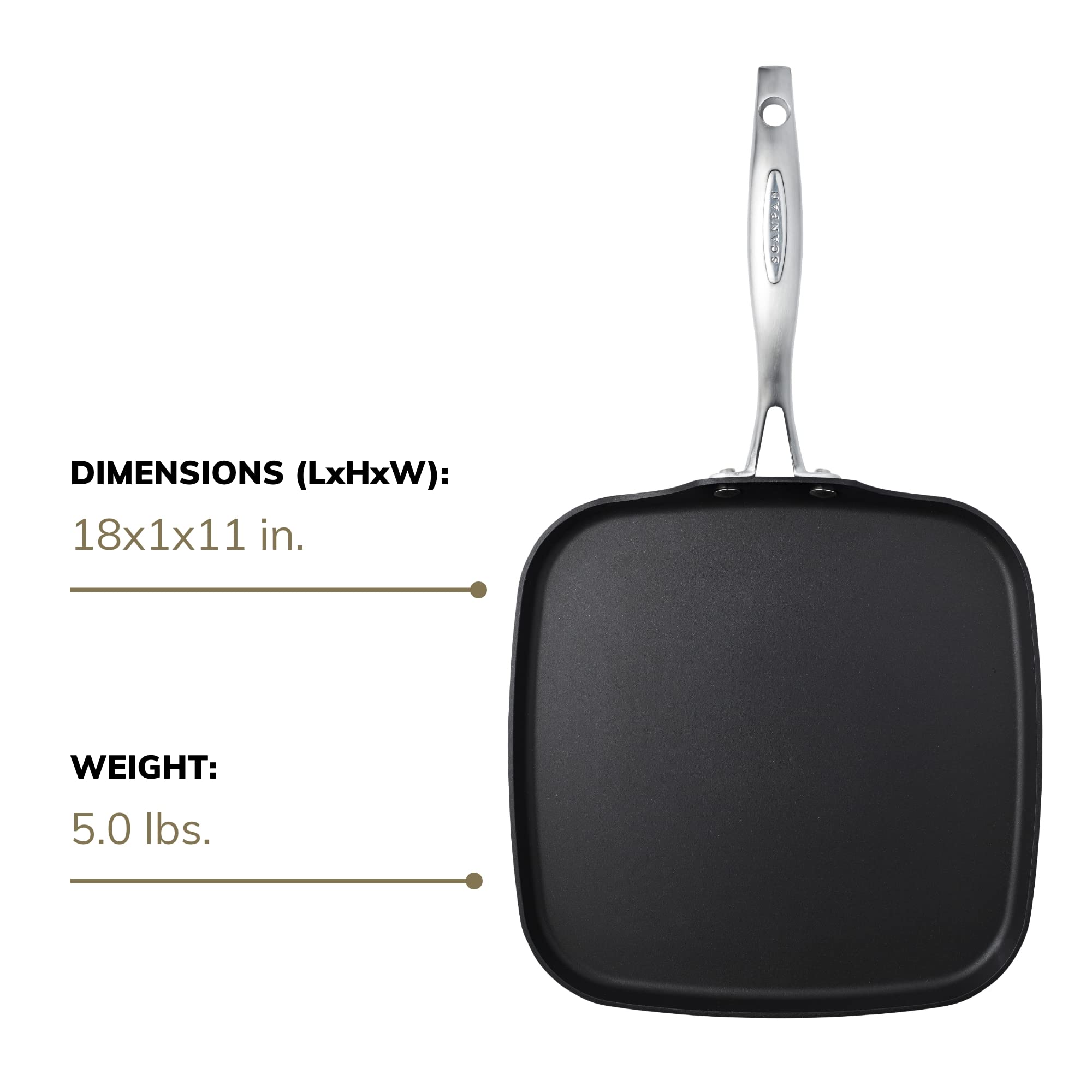 Scanpan Pro IQ 11-Inch Nonstick Griddle Pan - Premium Danish Cookware - Dishwasher, Oven & Metal Utensil Safe - Perfect for Pancakes, Steaks & Stir-Fry - Handcrafted in Denmark