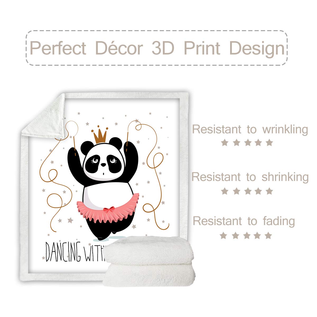 Sleepwish Panda Ballet Dancer Sherpa Fleece Blanket - Soft Cozy Throw for Bed, Couch, Travel & Outdoor Activities - Perfect for Camping, Picnics, Dance Practice & Gift Giving - Twin Size 60x80 Inches