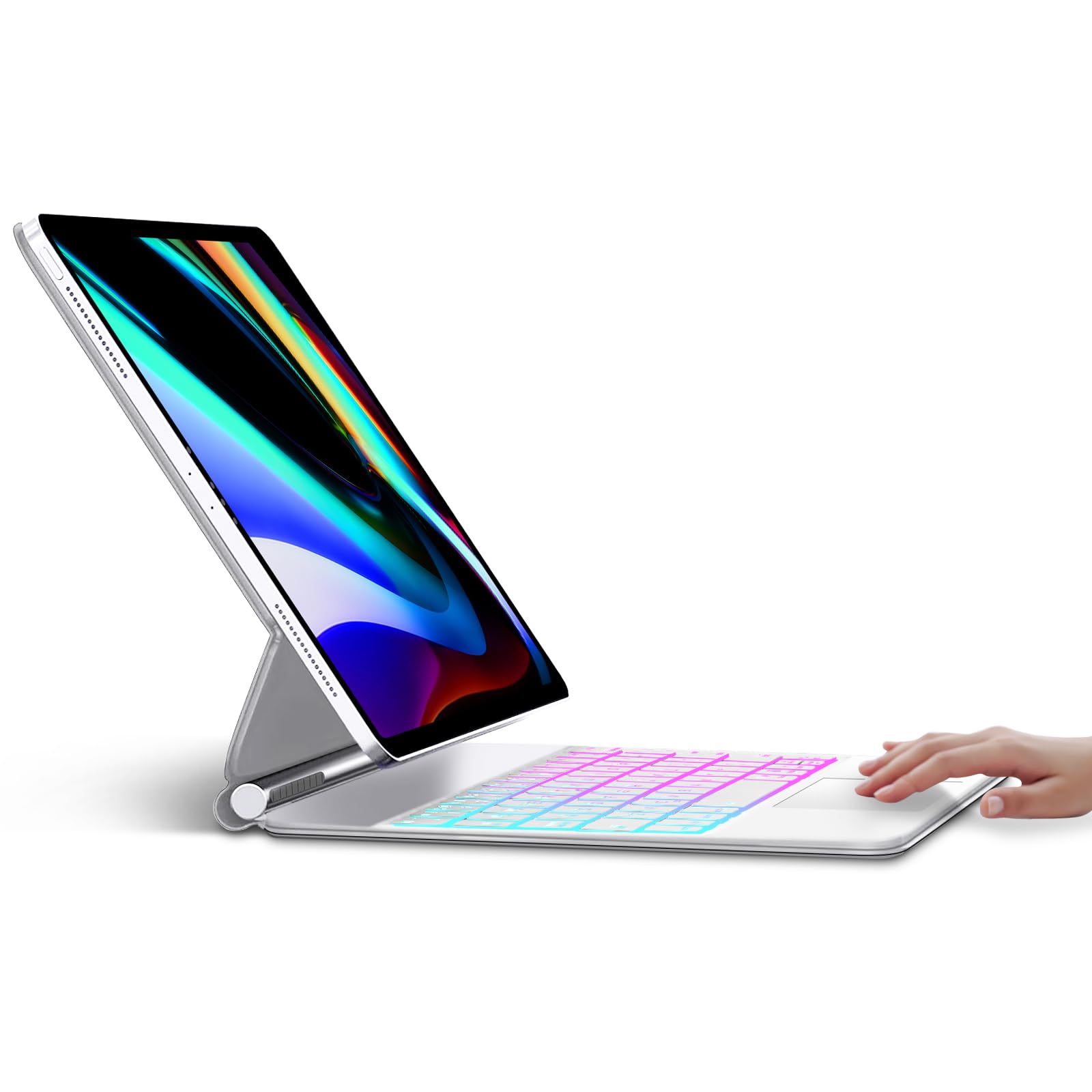 KVAGO Bluetooth Keyboard Case for iPad Air 11-inch (M2 2024)/10.9-inch (5th & 4th Gen) & iPad Pro 11'' (1st/2nd/3rd Gen) - Slim Protective Cover with Backlit Keys | Perfect for Work, Travel & Study (Pearl White)