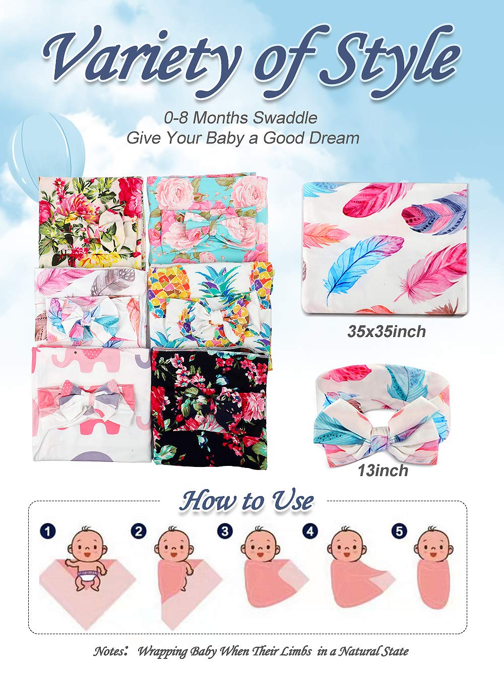 Soft Newborn Receiving Blanket & Headband Set - Unisex Baby Swaddle Wrap for Boys & Girls - Perfect Baby Shower Gift & Hospital Photo Prop