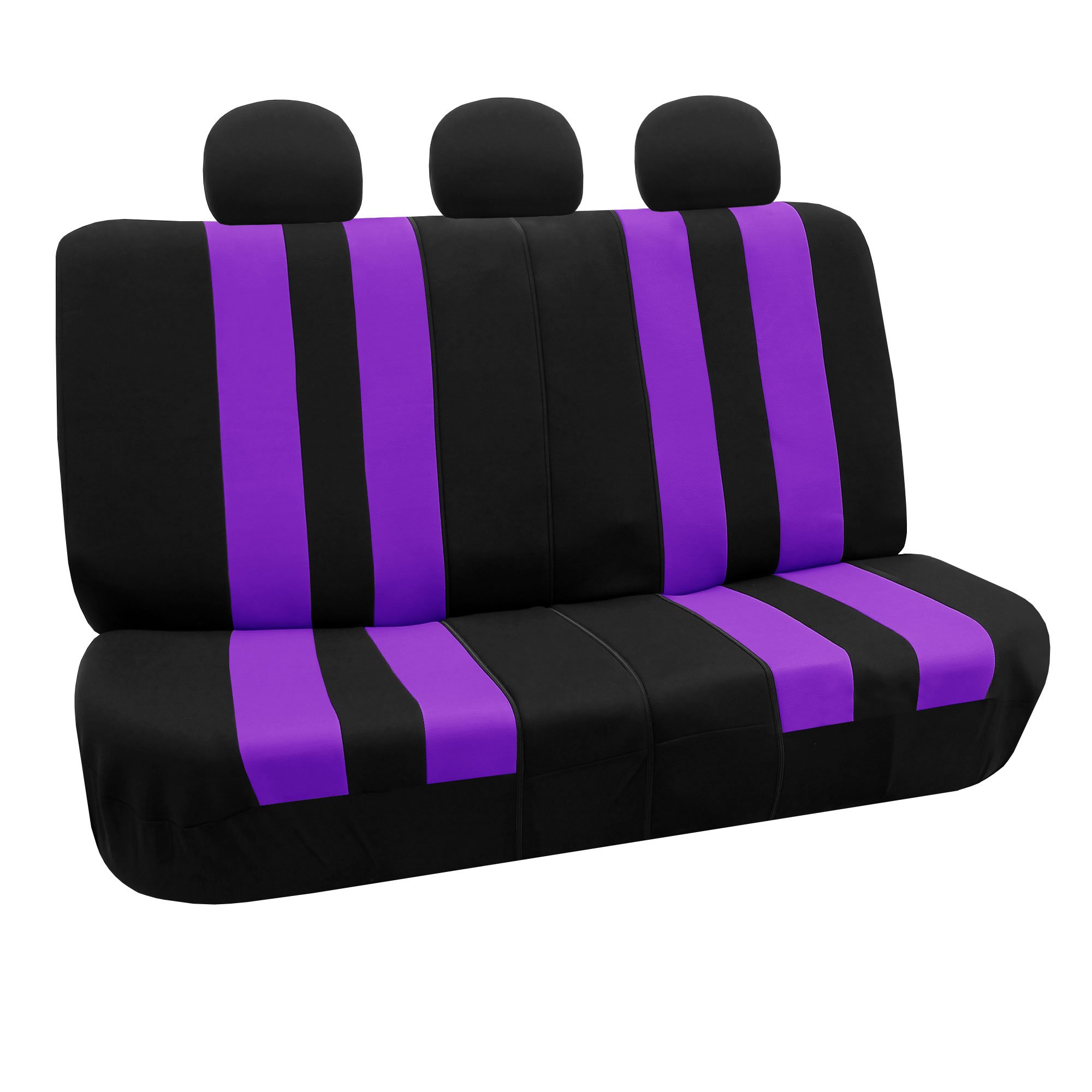 Premium FH Group Purple Striped Car Seat Covers Full Set - Universal Fit for Cars, Trucks & SUVs | Airbag Compatible Split Rear Design | Durable Automotive Interior Accessories for Daily Commute & Road Trips