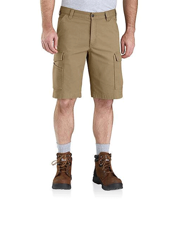 Carhartt 103542 253 Men's Rugged Flex Relaxed Fit Canvas Cargo Work Shorts Dark Khaki - Durable Workwear for Construction, Landscaping & Outdoor Activities