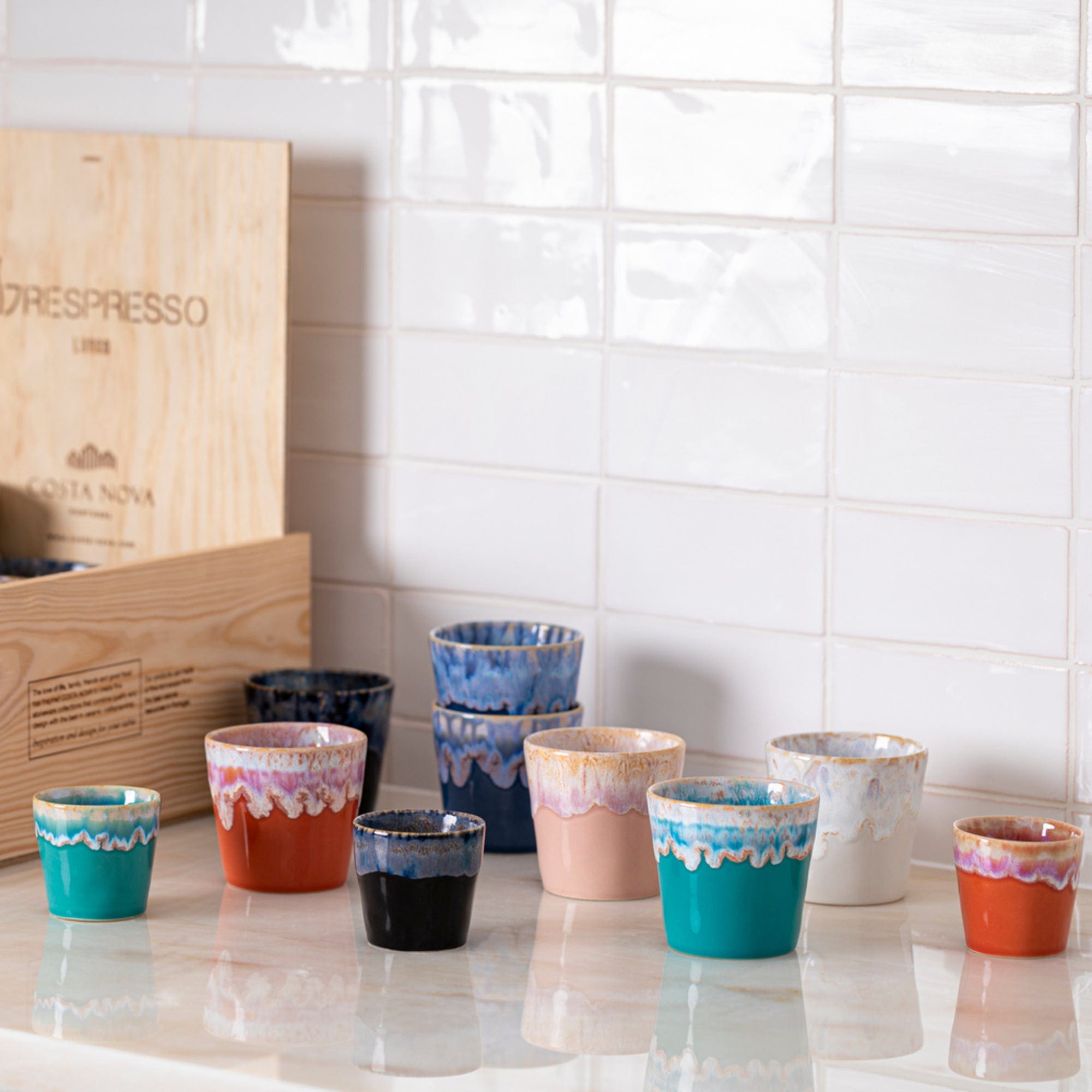 Casafina Grepresso Handmade Fine Stoneware Lungo Cup - Premium Denim Blue Coffee Mug for Espresso & Americano - Perfect for Home, Office & Cafe Use