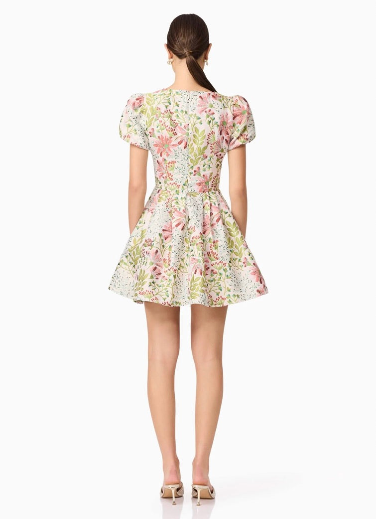 Floral Puff Sleeve Mini Dress for Women - Elegant Summer Party Cocktail Dress | Perfect for Weddings, Dates & Special Occasions
