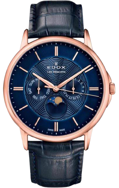 Edox Les Bemonts Multifunction Moon Phase Watch 40002 37R BUIR - Luxury Swiss Timepiece for Men, Perfect for Business, Formal Events & Special Occasions