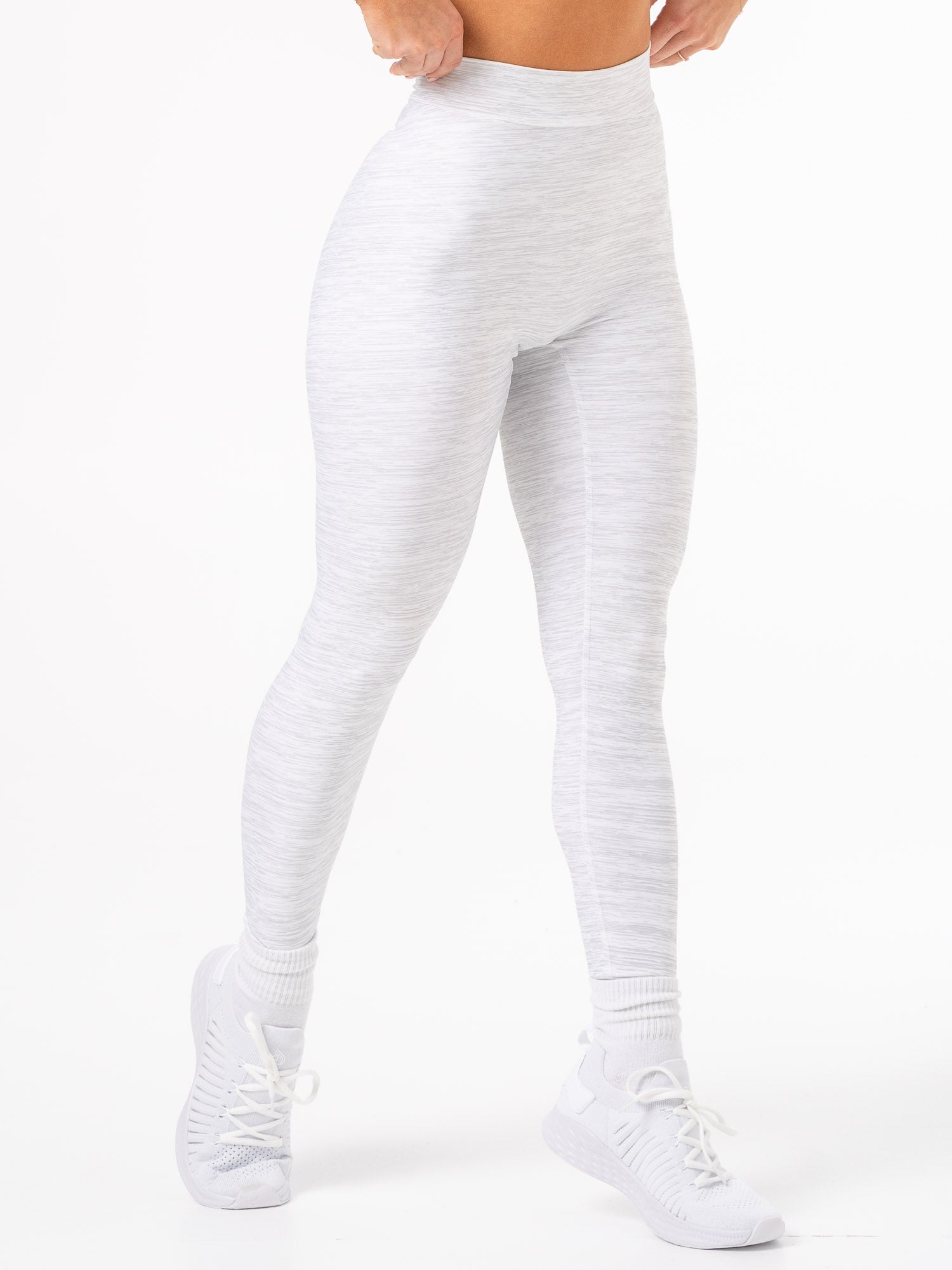 NKD V Scrunch Leggings - Grey Marl High Waist Yoga Pants for Women | Tummy Control Workout Leggings | Perfect for Yoga, Gym & Lounge Wear