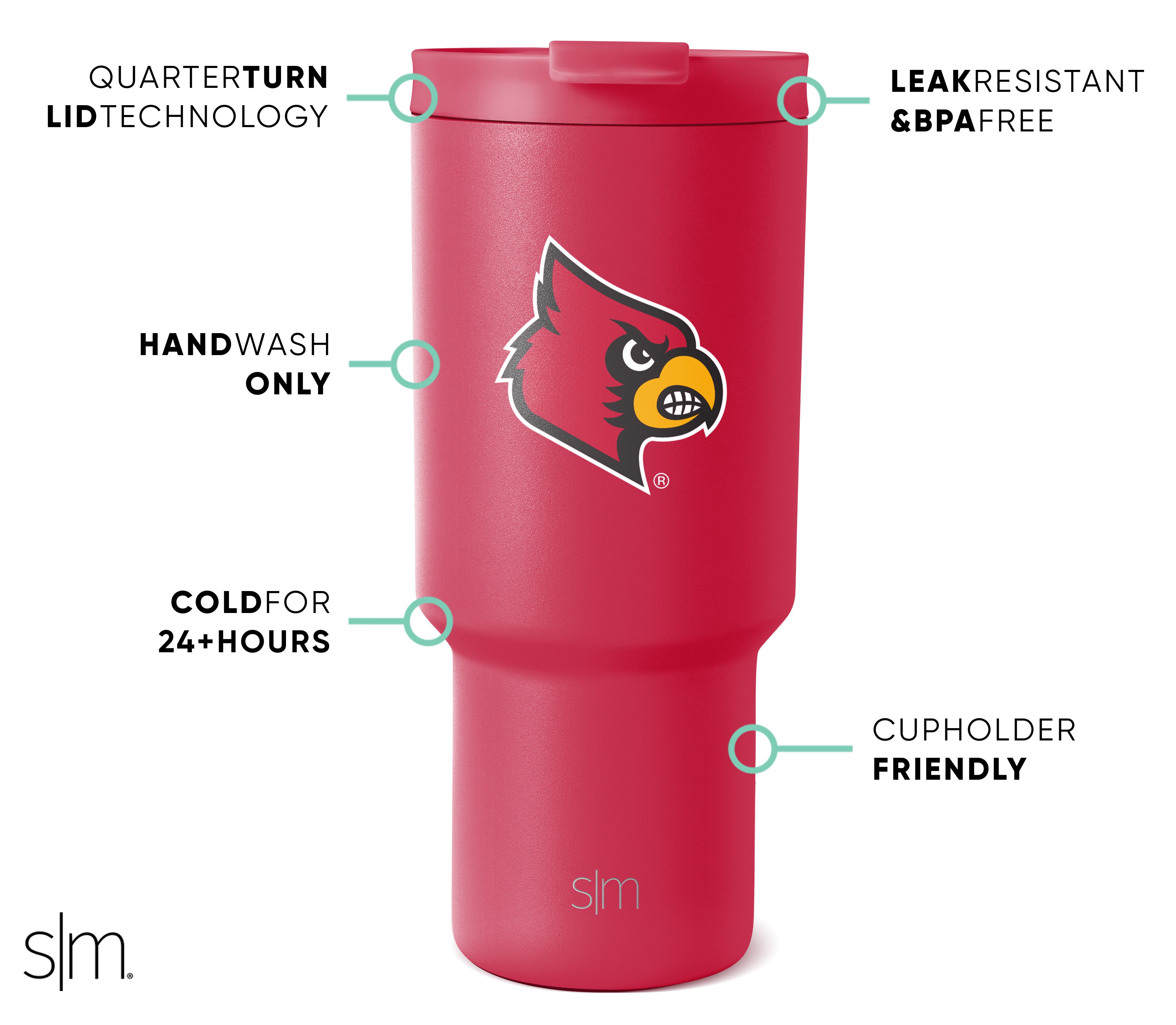 Collegiate Trek Tumbler - 20oz Insulated Stainless Steel Water Bottle with Lid & Straw - Perfect for Hiking, Camping, School & Office Use