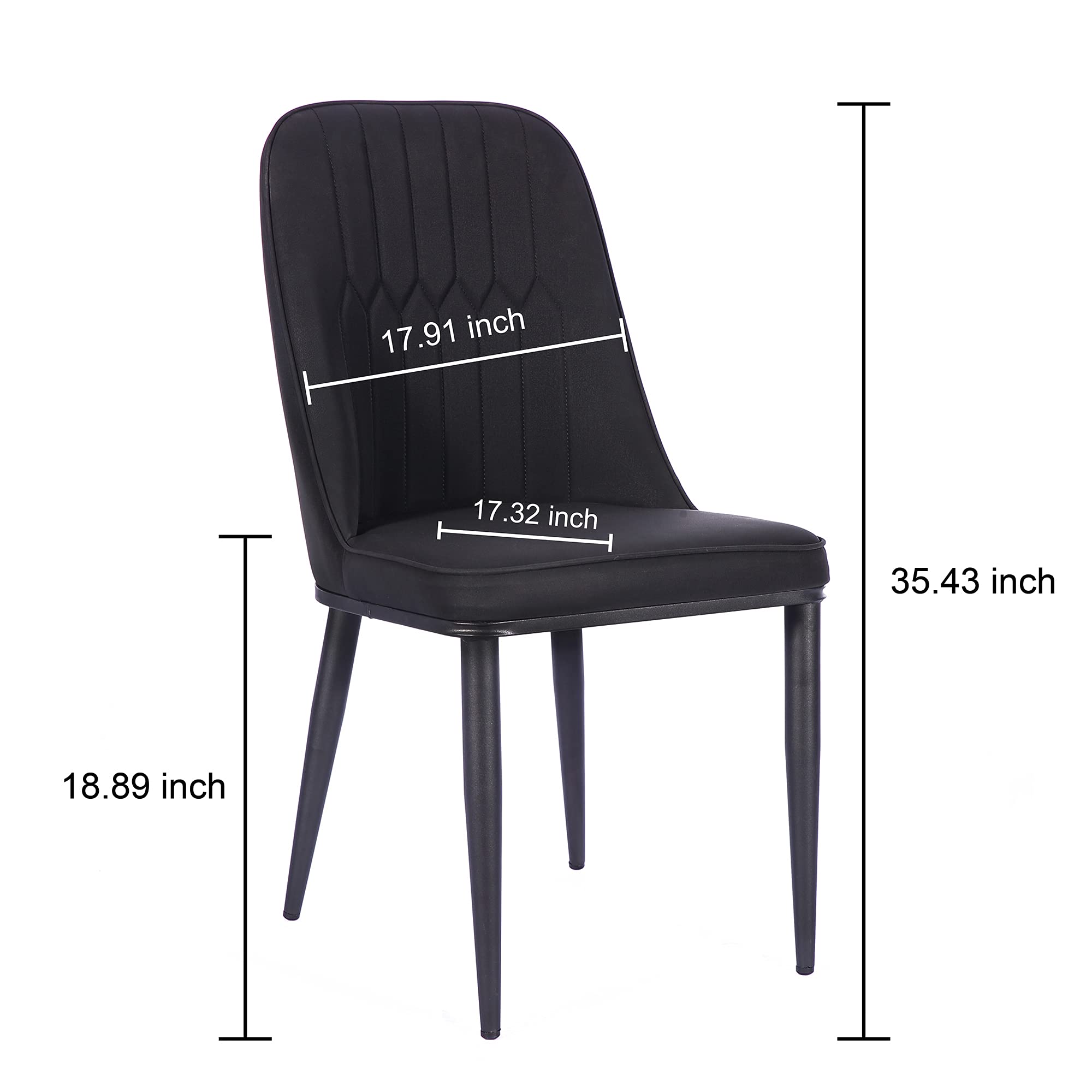 GIA Black High Back Parson Dining Chairs - Set of 4 Upholstered Armless Kitchen Chairs for Dining Room, Restaurant & Home Decor | Modern Comfortable Seating for Family Meals & Entertaining