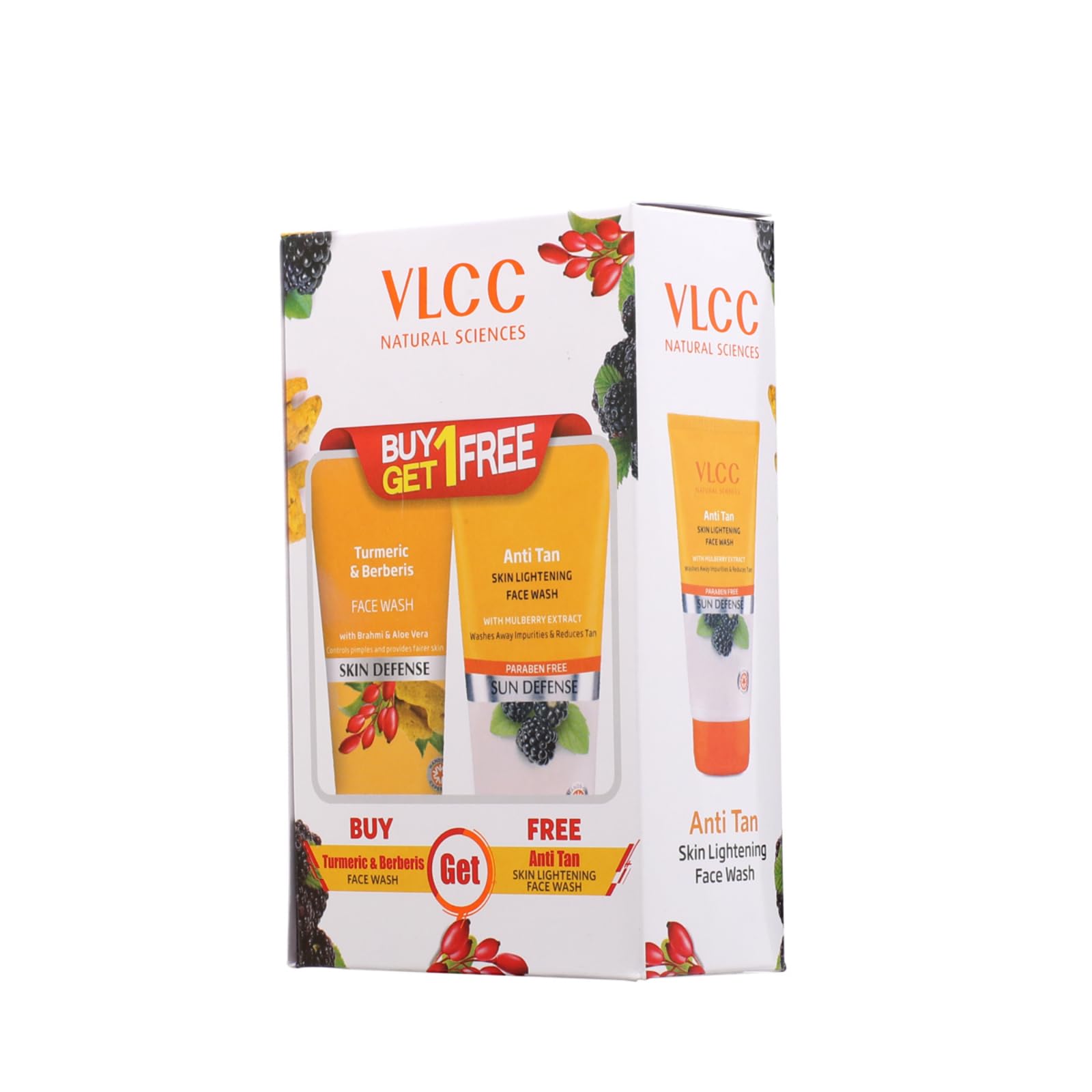 VLCC Turmeric & Berberis Brightening Face Wash 150ml (Pack of 2) - Anti-Tan, Skin Lightening with Natural Extracts - Buy 1 Get 1 Free - Perfect for Daily Glow & Sun-Damaged Skin Care Routine