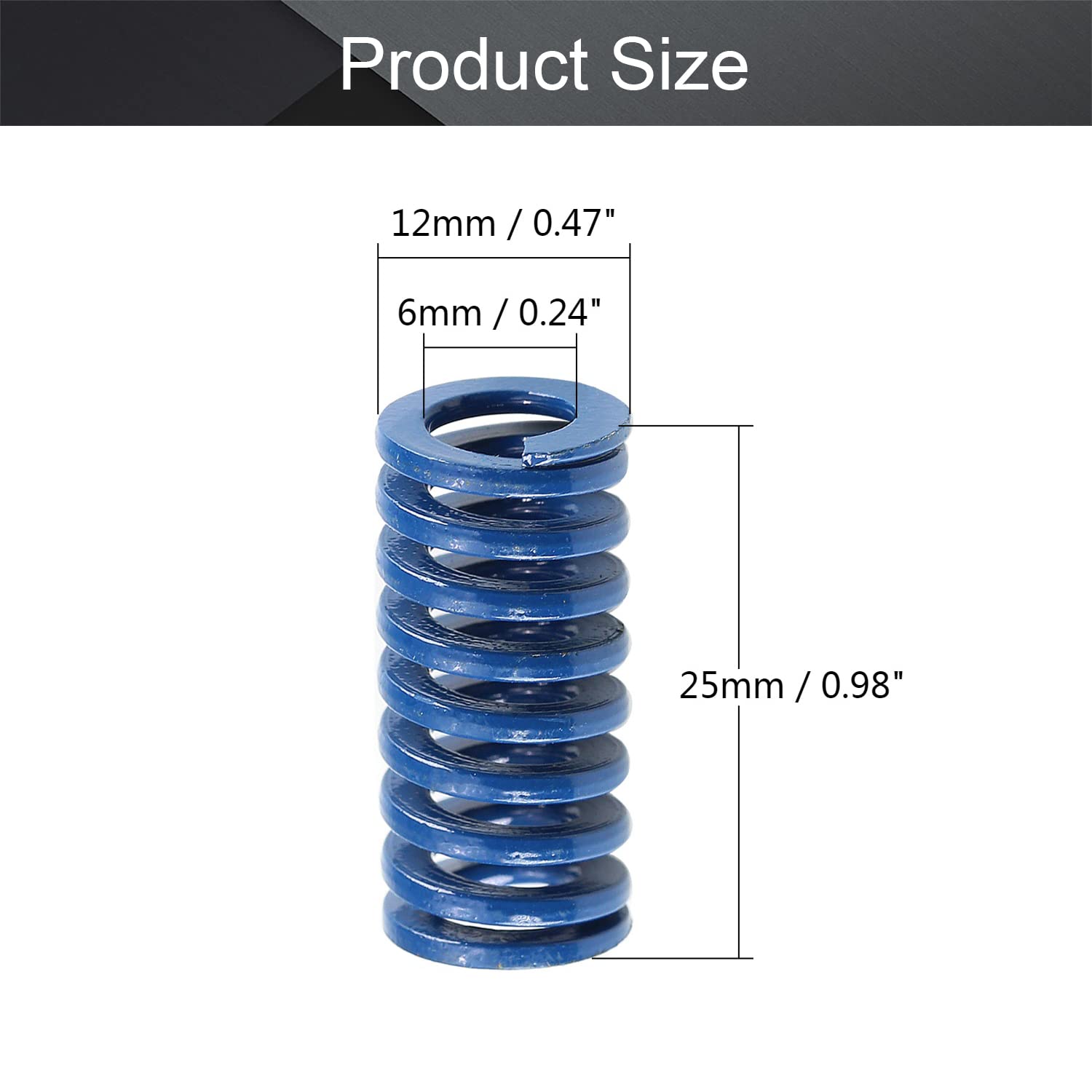 MroMax 3D Printer Die Springs - 12mm OD 25mm Long Compression Springs - High-Quality Spring Steel Spiral Stamping Mould Springs (Blue, 2Pcs) - Perfect for 3D Printer Bed Leveling and Bottom Connection - Ideal for 3D Printing, CNC Machines, and Industrial Stamping Applications