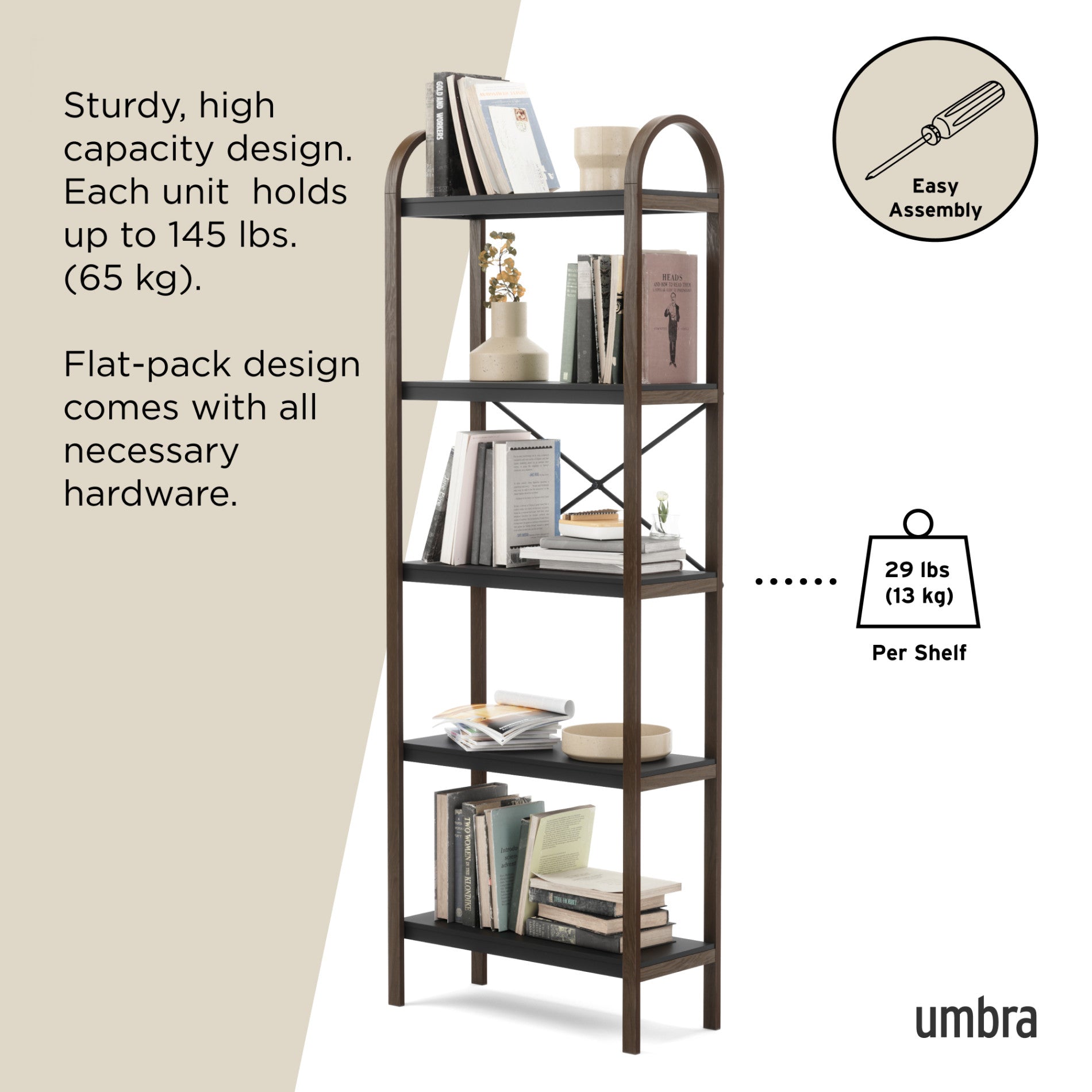 Bellwood 5 Tier Shelf - Sturdy Metal Storage Rack for Home, Office, Garage - Perfect for Organizing Books, Toys, Kitchen Supplies & More