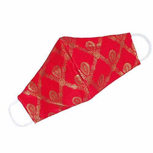 Stylish Apexster Designer Wedding Face Mask for Women & Men - Red Washable & Reusable for Marriage Ceremonies, Parties & Special Occasions