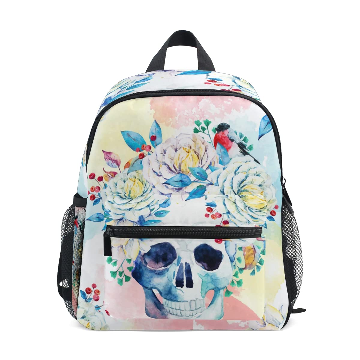 ZANHUGMI Kids Backpack Floral Skull Print School Bag - Lightweight Durable Bookbag for Boys & Girls, Perfect for School, Travel & Daily Use