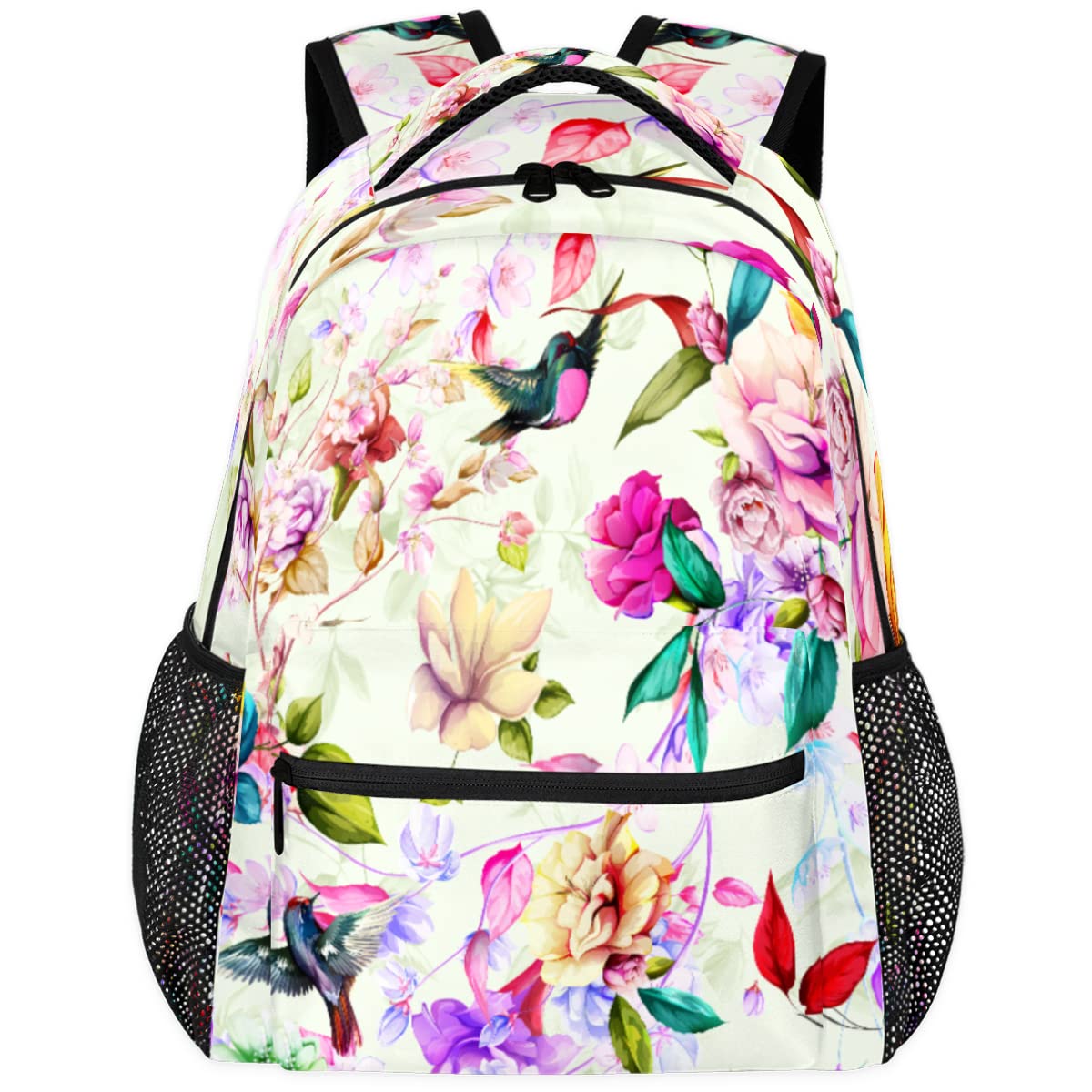 **Floral Hummingbird Waterproof Backpack for Girls & Women - Lightweight Travel Laptop Backpack for School, College, Business & Casual Use - Perfect for Daily Commute, Hiking & Weekend Trips**