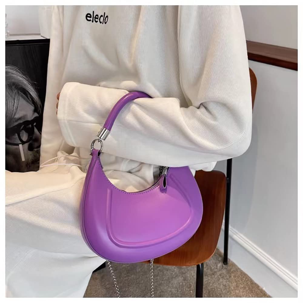 Stylish Crescent Moon PU Handbag for Women - Crossbody & Tote Bag with Adjustable Chain Strap & Secure Zipper Closure | Perfect for Date Night, Office Work & Evening Events