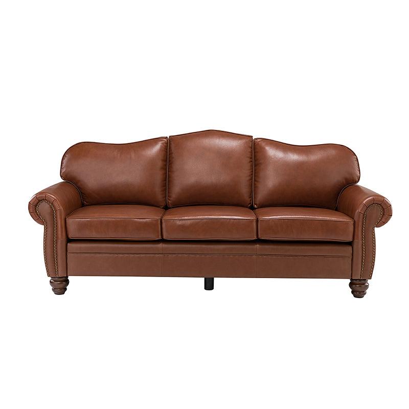 Flavio 81 Genuine Leather Sofa - Premium Full Grain Leather Couch for Living Room, Lounge & Office - Comfortable Modern Sectional Sofa with Sturdy Wood Frame
