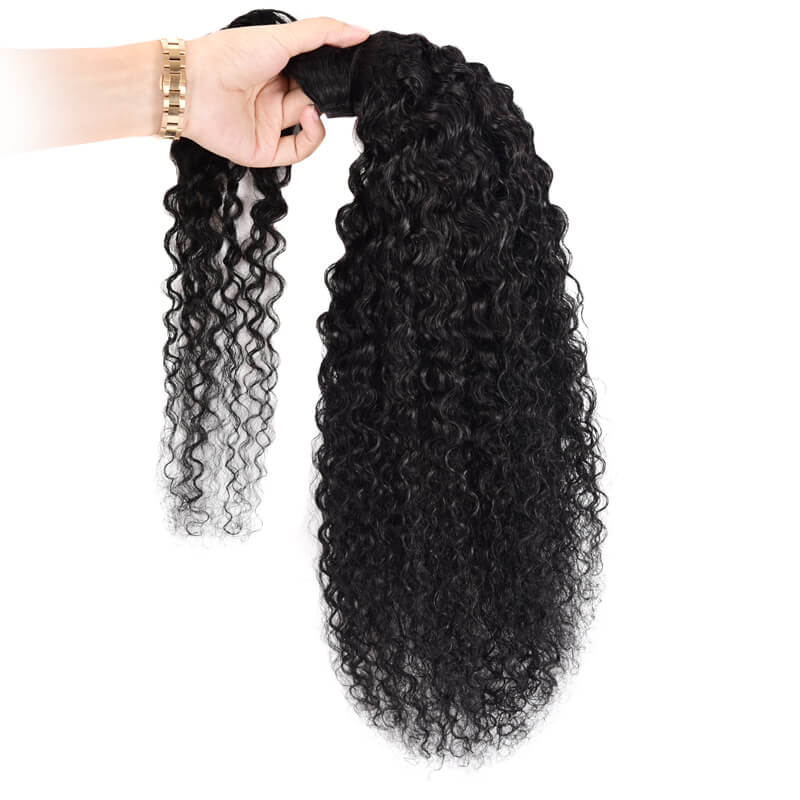 Curly Human Hair Wrap Around Ponytail Extension Clip - Natural Black Women's Hairpiece for Volume & Length - Perfect for Parties, Weddings & Everyday Styling