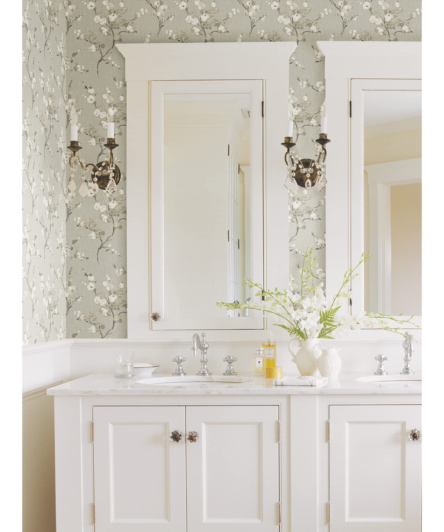 NuWallpaper Grey Mirei Peel & Stick Wallpaper - Self-Adhesive Removable Wallpaper for Bedroom, Living Room, Kitchen - Easy to Install & No Glue Needed