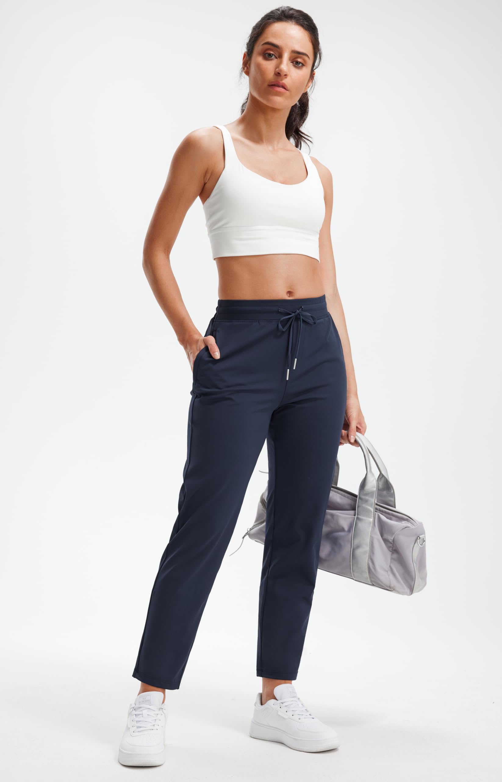 Libin Women's 4-Way Stretch Golf Pants - 7/8 Length Ankle Joggers with Zipper Pockets - Yoga, Athletic & Workout Sweatpants - Perfect for Golf, Running, Gym & Casual Wear