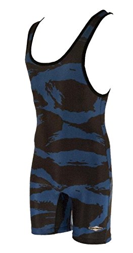 Matman Funky Camo Wrestling Singlet - Royal/Black - Women's & Girls' Competition Outfit for Wrestling Practice and Tournaments