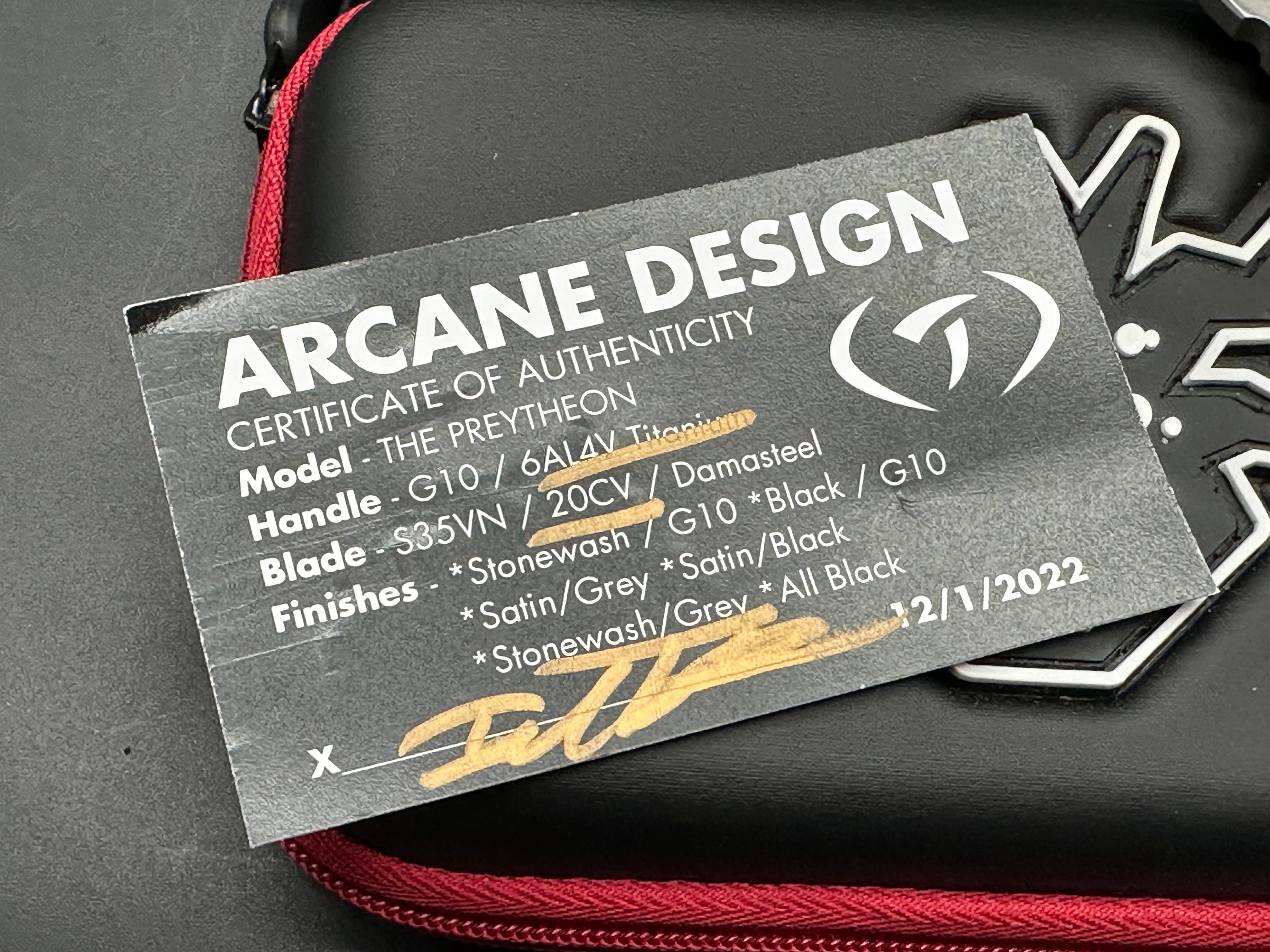 Arcane Design The Preytheon Custom Purple Titanium Folding Knife with Glow Carbon Fiber Inlays - Clip Point Blade, Grey Stonewash Finish & Satin Flats in Premium 20CV Steel | EDC, Outdoor Survival, Camping & Tactical Gear