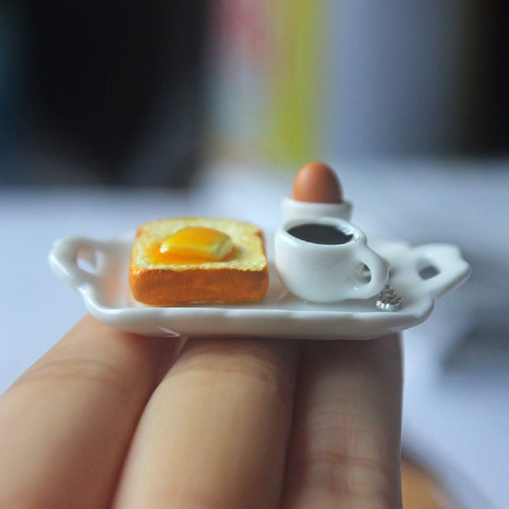 1:12 Miniature Dollhouse Breakfast Set - Realistic Butter, Bread, Coffee & Egg Decorations for Dollhouse Scenes | Perfect for Dollhouse Miniatures, DIY Crafts & Collectors