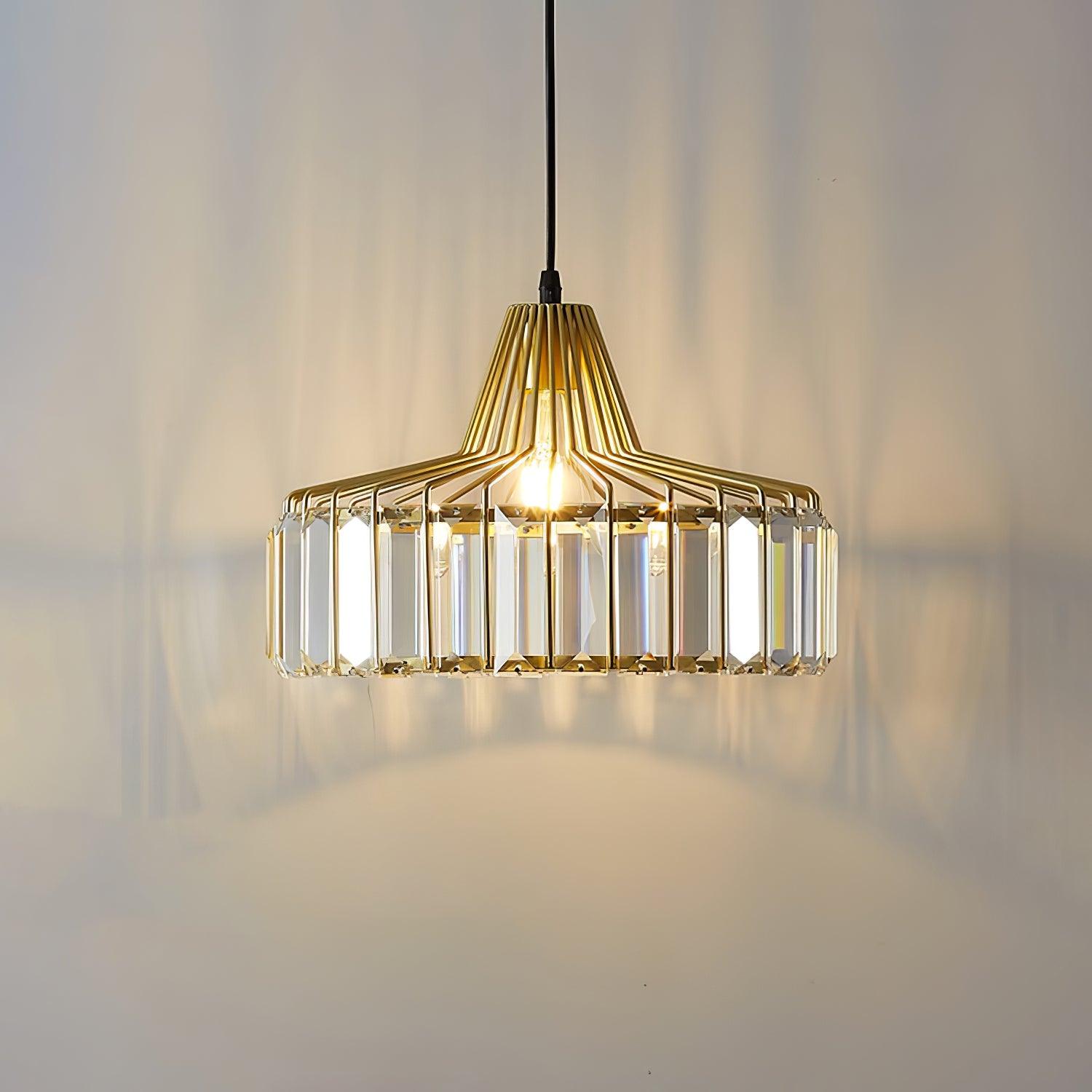 Crystal Drum Pendant Light - Modern Glass Ceiling Chandelier for Dining Room, Living Room & Bedroom Lighting Decor