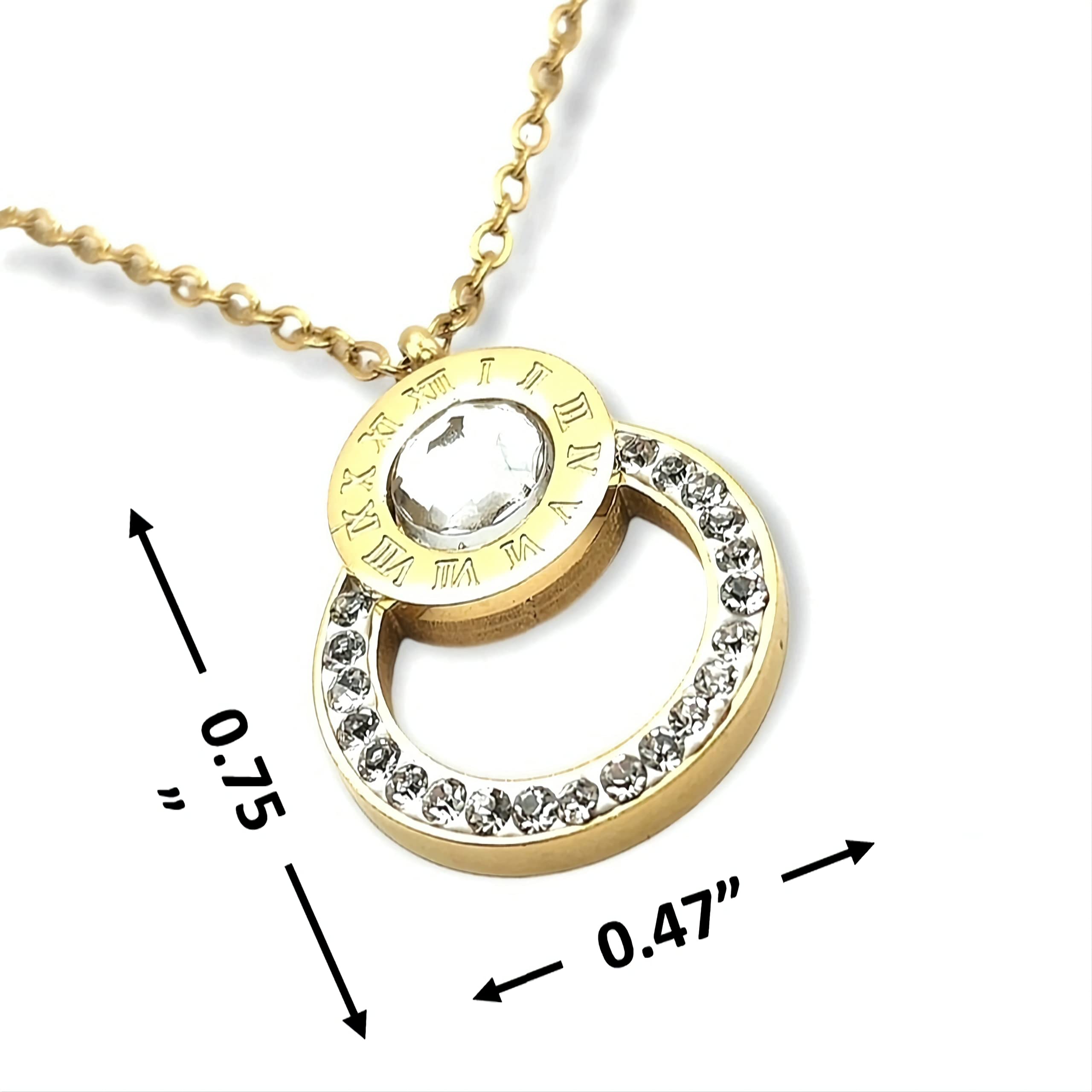 Stainless Steel Gold Plated Dainty Roman Numerals Pendant Necklace - Perfect for Everyday Wear, Gifts, and Special Occasions