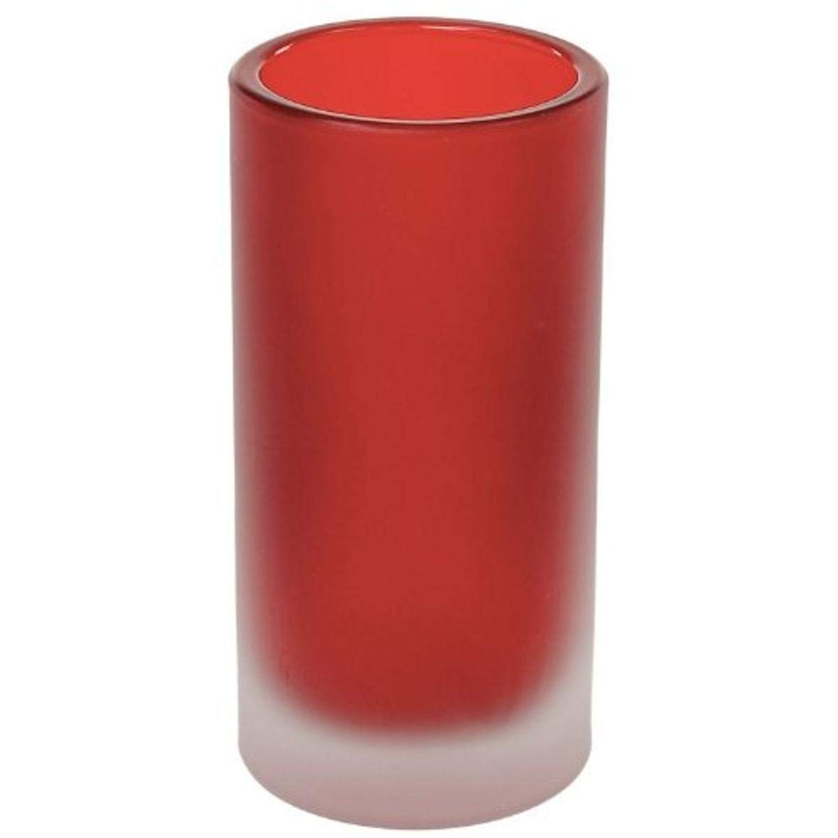 Gedy Tiglio 16oz Free Standing Glass Tumbler with Lid and Straw - BPA Free, Shatterproof, Dishwasher Safe - Perfect for Iced Coffee, Smoothies, and Cold Drinks at Home, Office or Gym (Red)