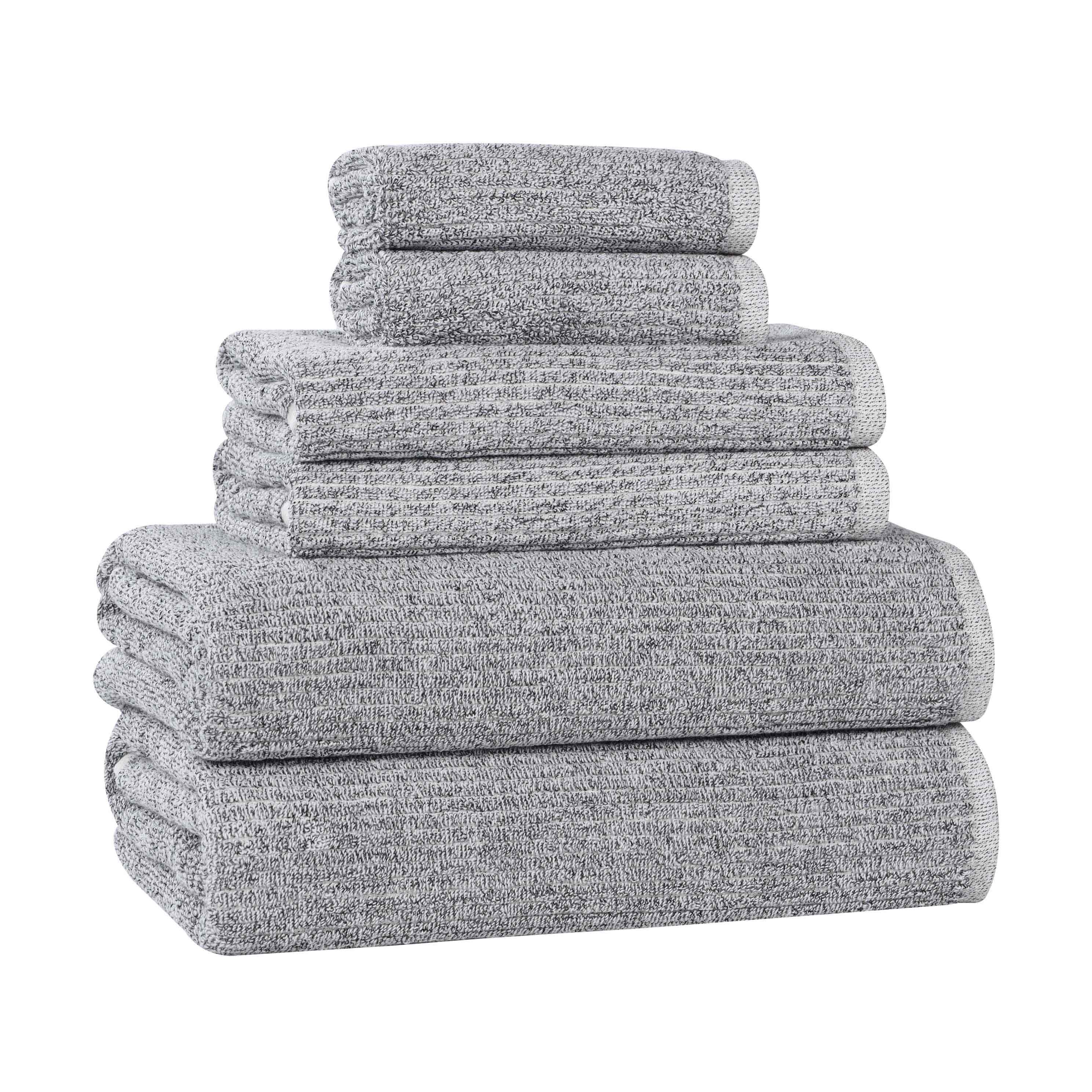 Premium 6-Piece Cotton Blend Ribbed Towel Set - Soft, Absorbent & Durable Bath Towels for Spa, Gym, and Luxury Home Use