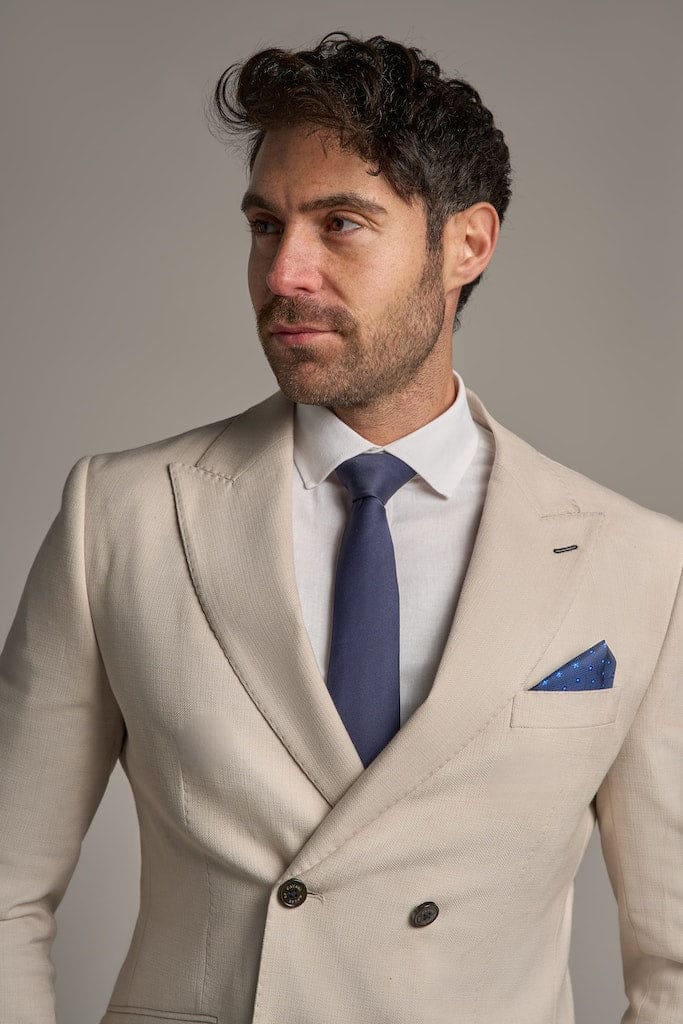 Cavani Romeo Double Breasted Beige Blazer for Men | Slim Fit Formal Suit Jacket | Office Wear, Business Meetings & Wedding Attire
