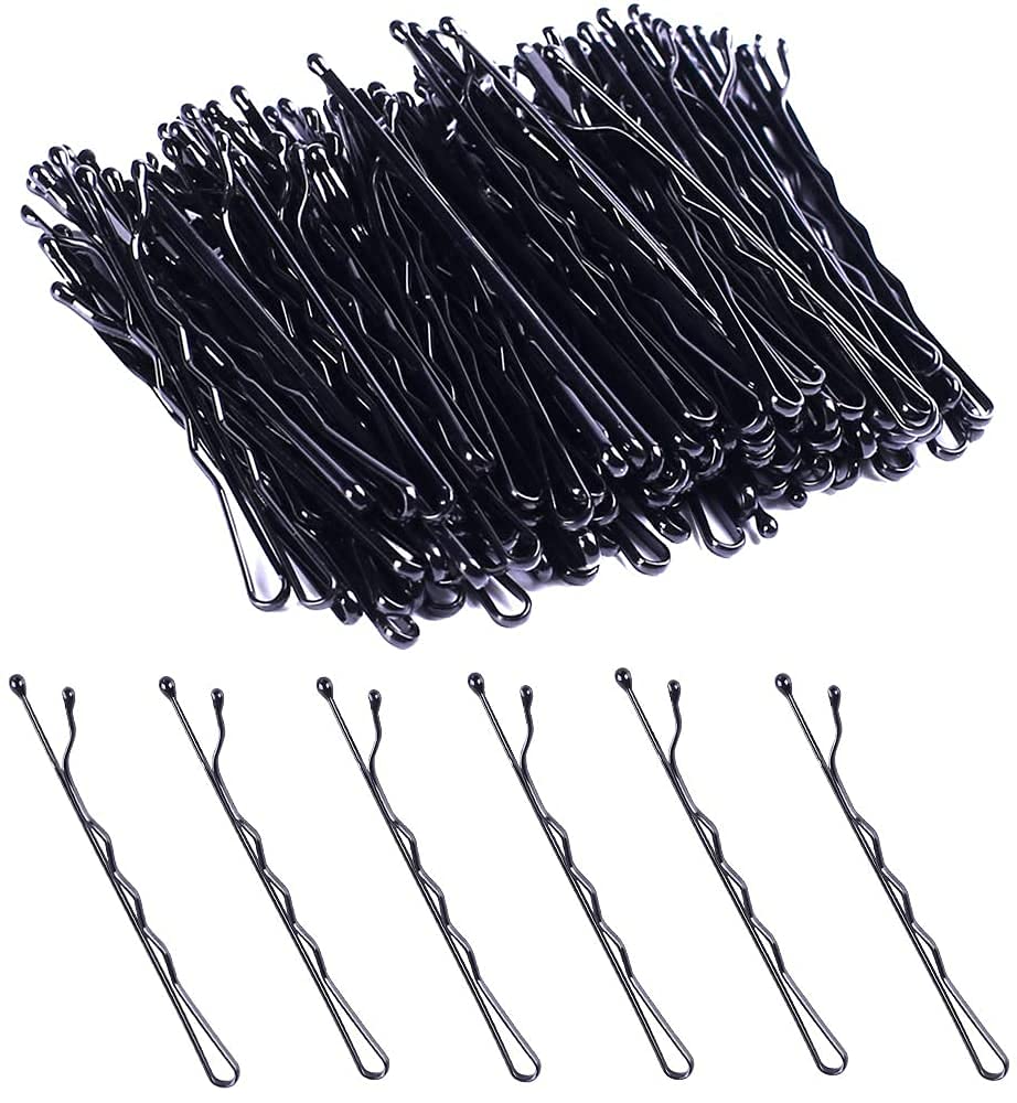 Ghelonadi Metal Bobby Hair Pins - 50 Pack Black Hair Styling Clips for Women & Girls - Secure Bun & Updo Hairstyles for Wedding, Salon & Everyday Use