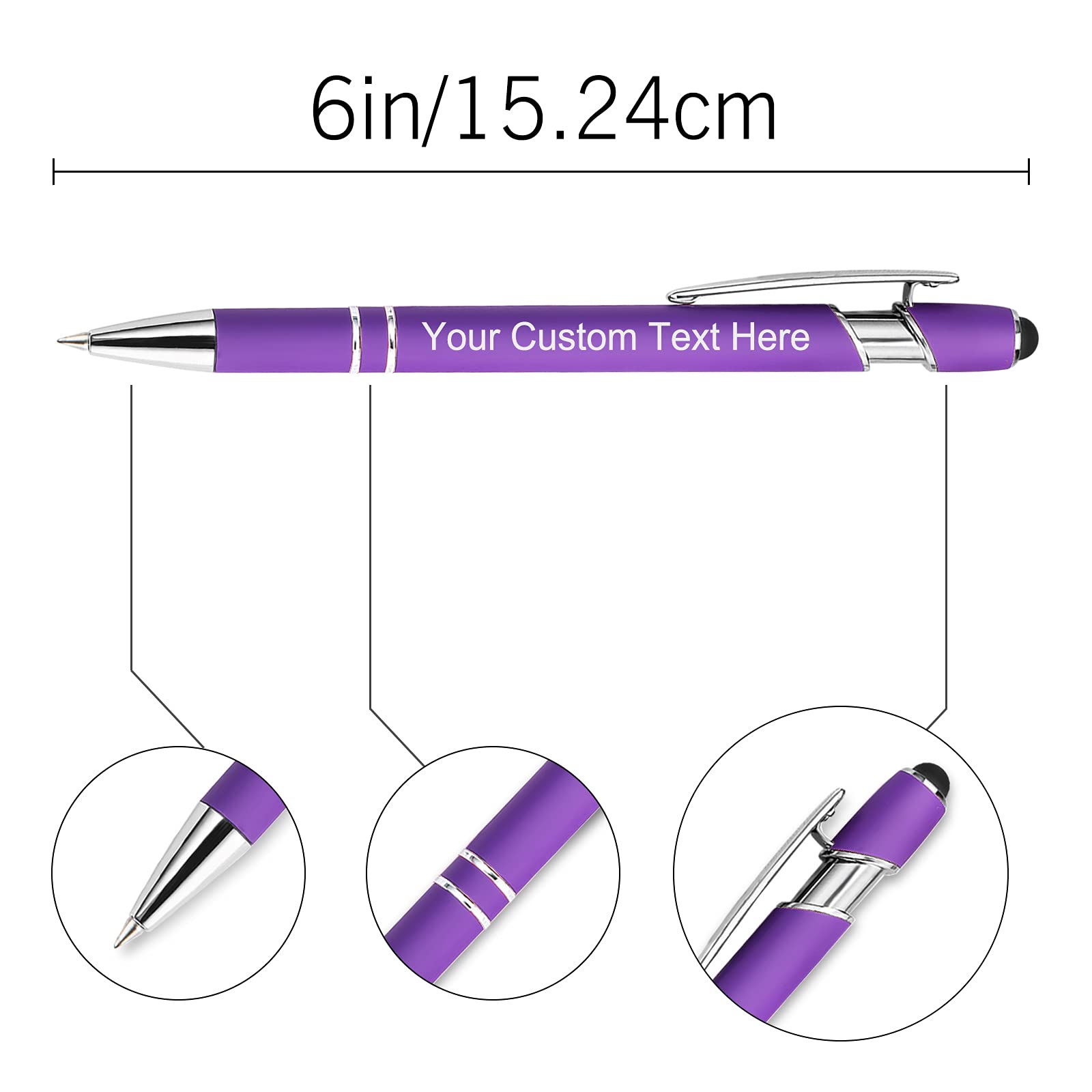 150 Pcs Personalized Custom Pens Bulk - Free Engraving with Name/Message - Custom Ballpoint Pens & Stylus for Business, Office, Graduation Gifts - Ideal for Men, Women, Christmas & Birthday Presents (Purple) - Perfect for Corporate Events, School Supplies & Promotional Giveaways