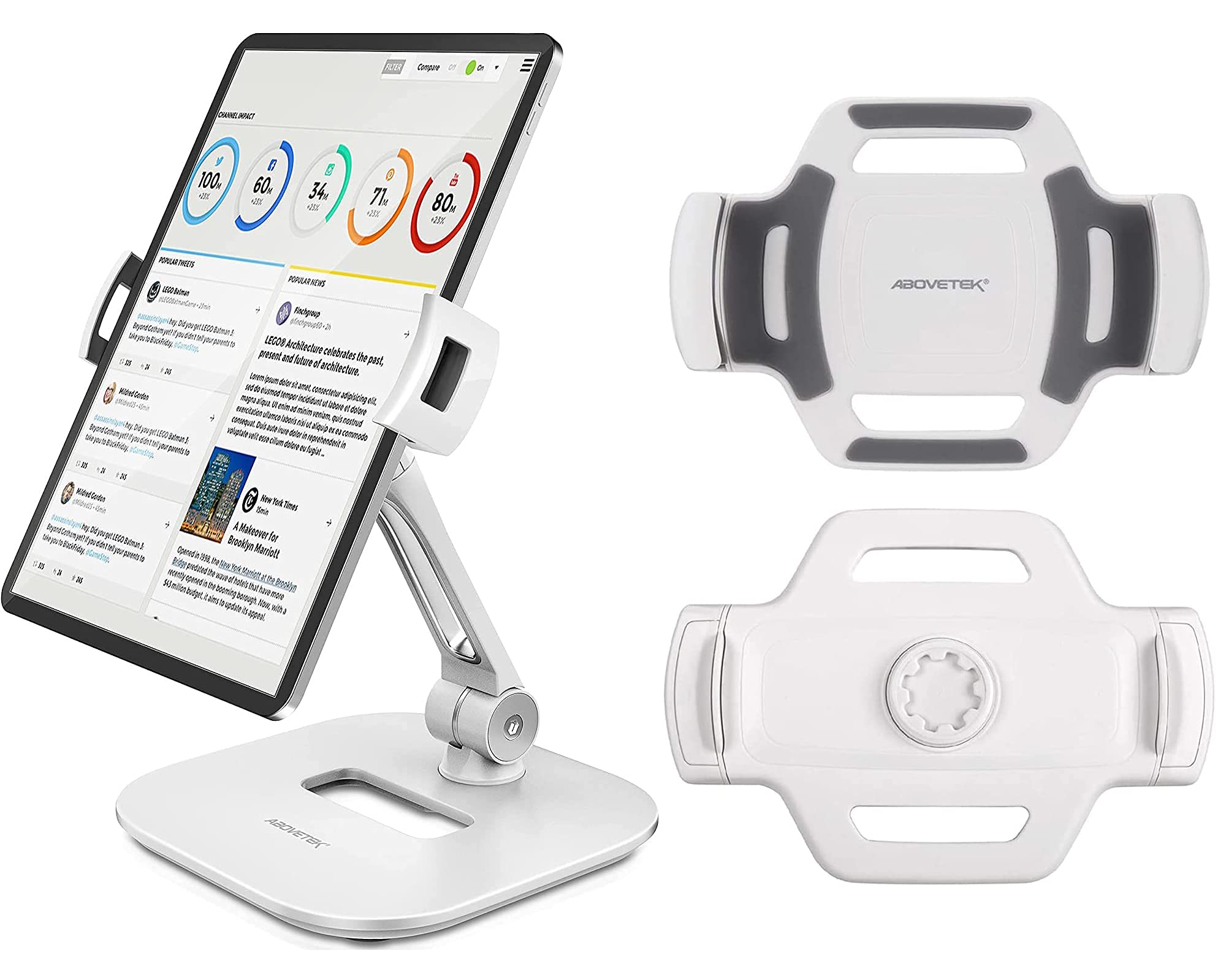 AboveTEK Premium Aluminum Tablet Stand Holder - Adjustable for 4-13.5