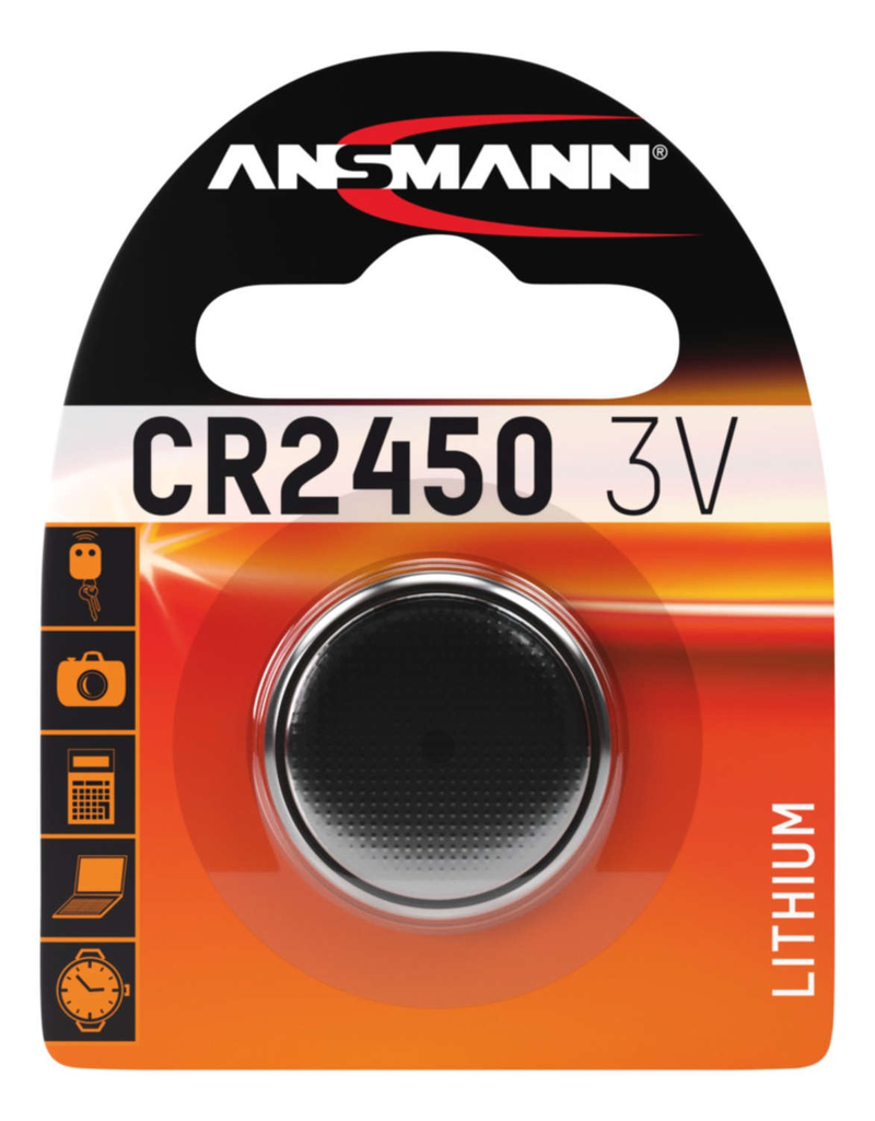 ANSMANN CR2450 3V Lithium Coin Battery - Long-Lasting Power for Watches, Calculators, and Key Fobs - Bulk Pack (10-Pack) - Ideal for Home, Office, and Medical Devices
