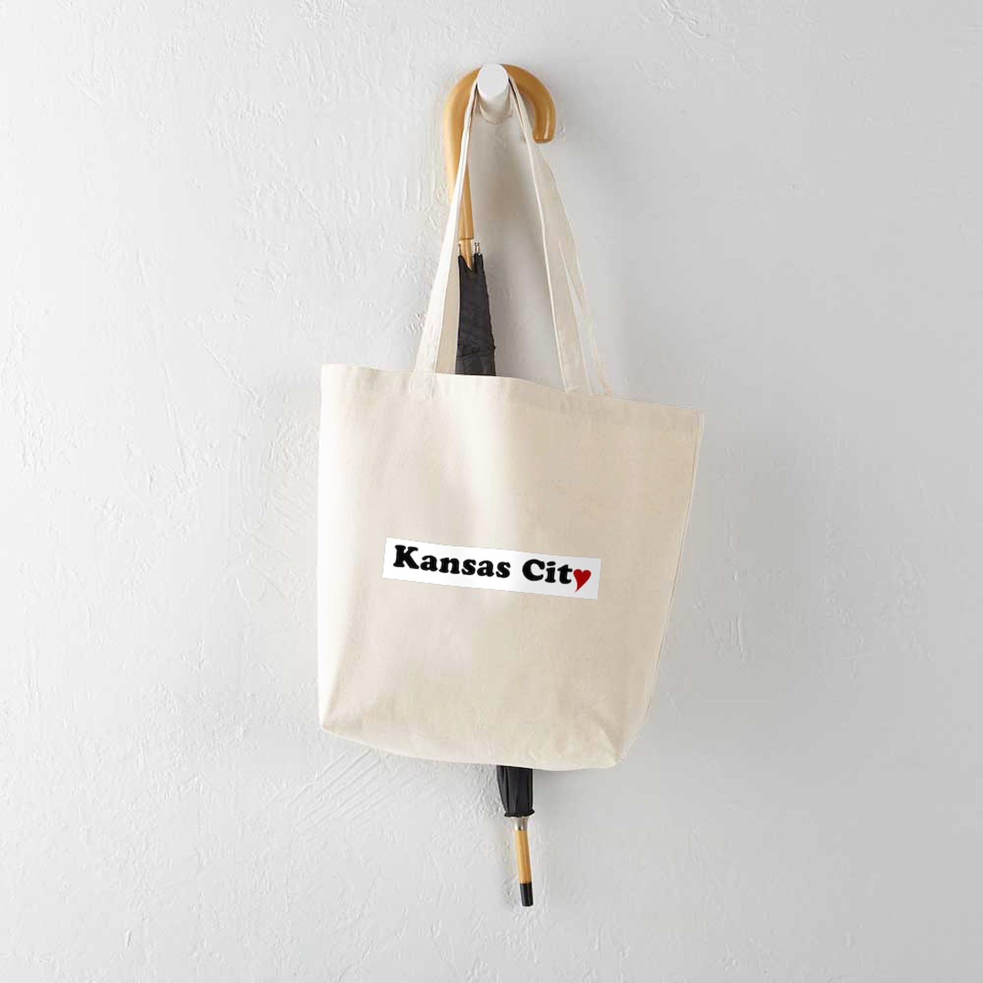 Kansas City With Heart Tote Bag - Natural Canvas Reusable Shopping Bag for Groceries, Beach & Everyday Use