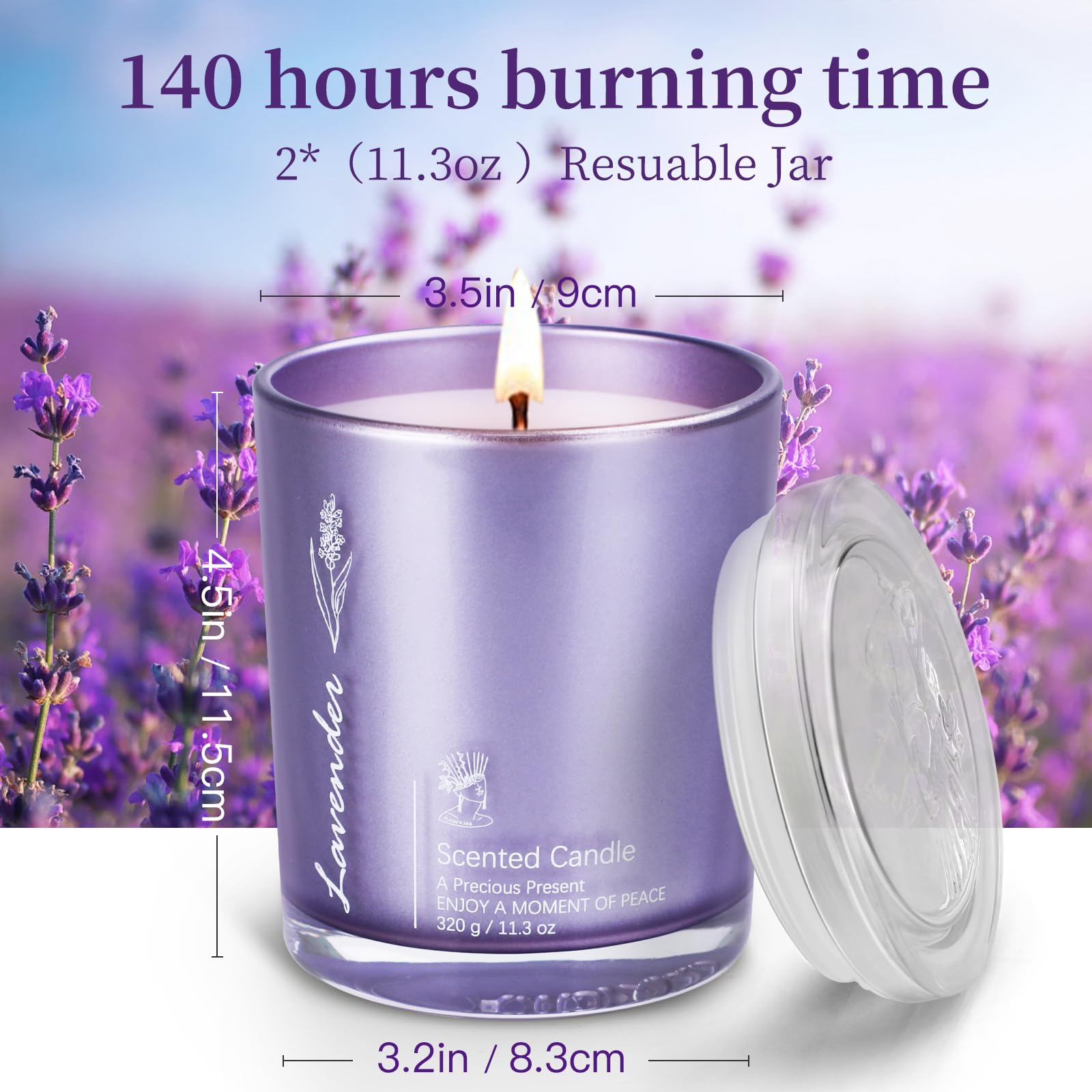 Lavender Scented Candles - 2 Pack 23oz Large Jar Aromatherapy Candles for Home, Highly Fragranced Relaxing Candles Set, Perfect Gift for Women & Mom - Luxury Healing Candles for Bedroom, Bath & Meditation