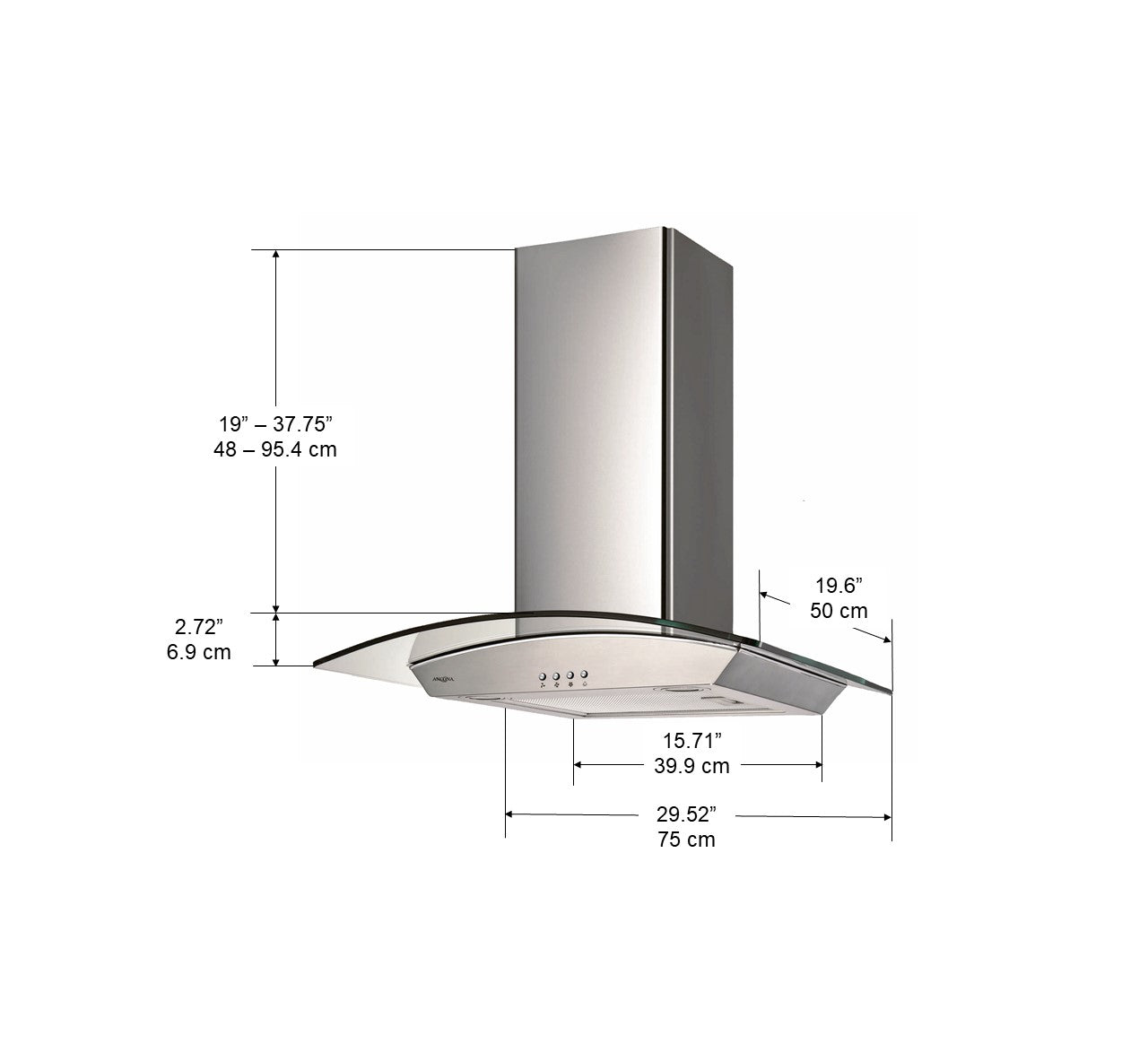 30 Inch Wall Mount Glass Canopy Range Hood - Modern Kitchen Ventilation for Gas & Electric Stoves - Perfect for Home Cooking & Smoke Removal