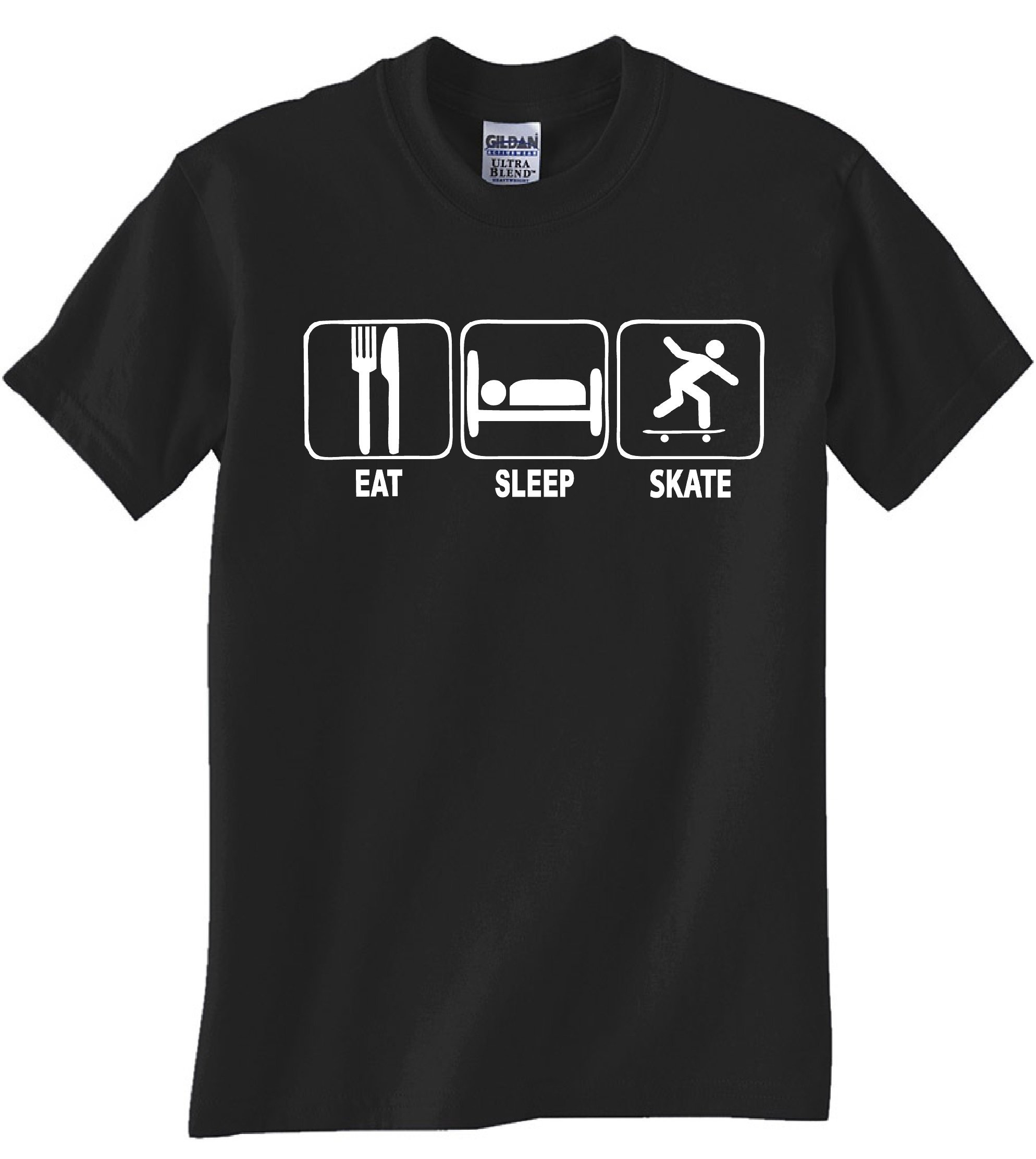 EAT SLEEP SKATE T-Shirt for Skateboarders - Cool Black Tee