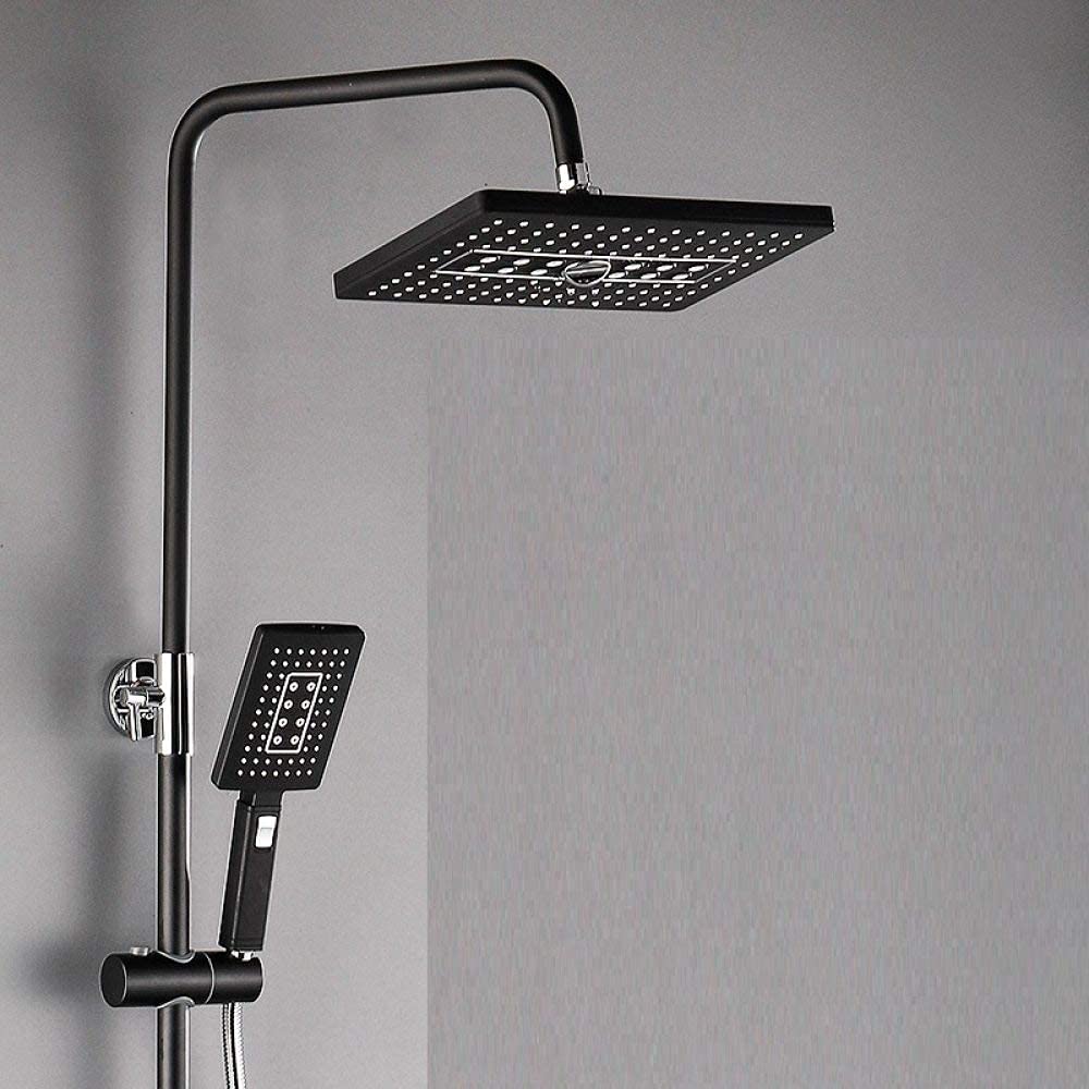 ZCYXQR 12 Inch Rainfall Shower System - Black & Gold Thermostatic Mixer Tap for Hot & Cold Water - Luxury Bathroom Shower Set for Home Spa Experience (Perfect for Master Bathroom, Guest Bathroom & Hotel Renovation)